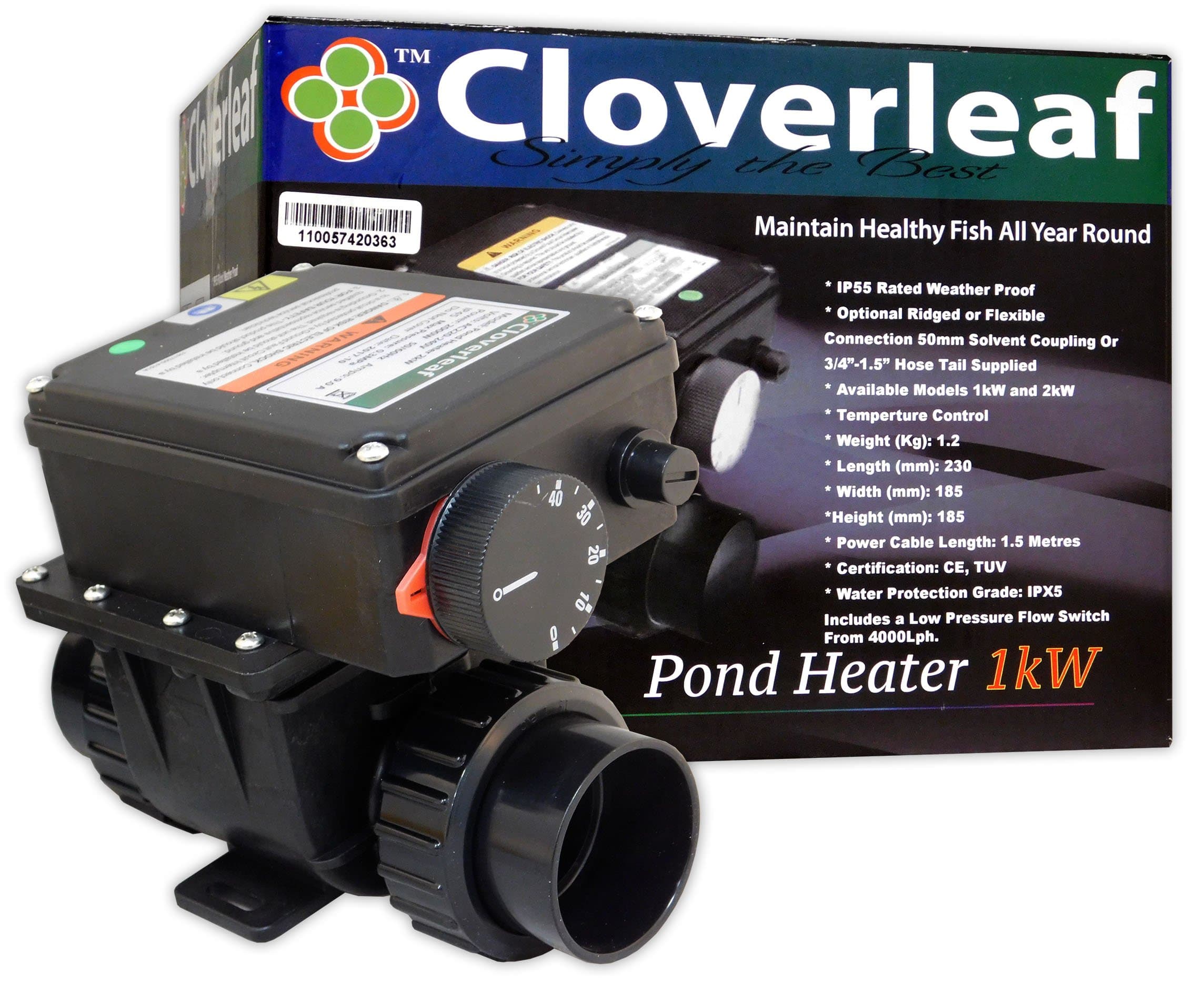 Cloverleaf Pond Heater 1kW - Weatherproof & Adjustable Temperature