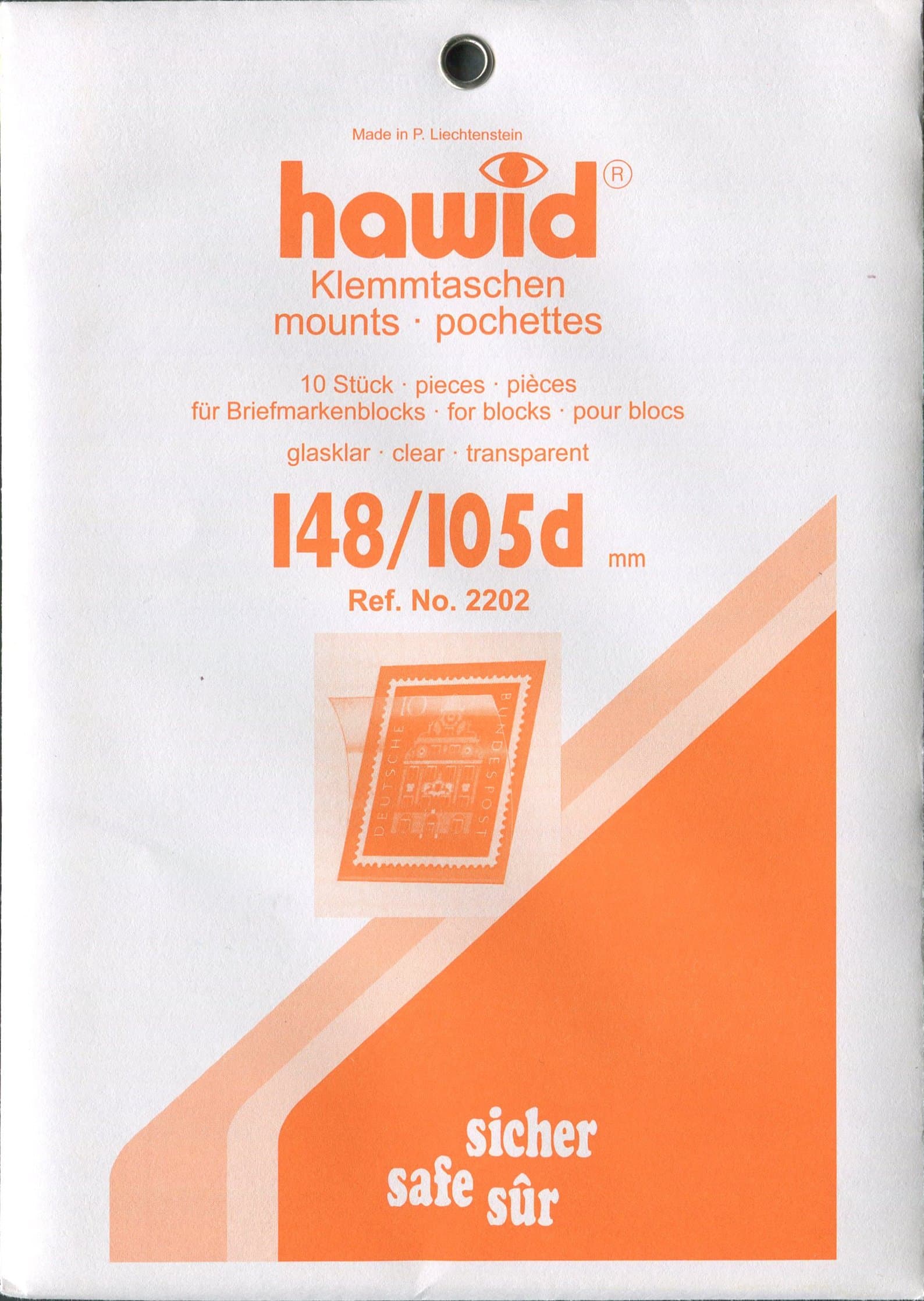 Hawid Stamp Mounts - 148 x 105mm - Clear (10 per pack)