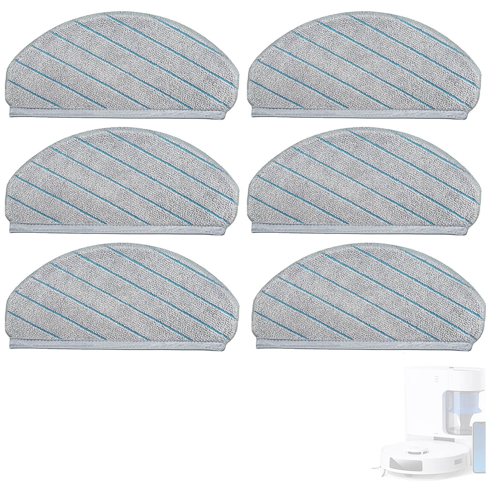 KiimSin Mop Cloths Accessory Set for Ecovacs Deebot N20 Pro Plus / N20 / N20 Plus Robot Vacuum Cleaner, Microfiber Mop Cloth Replacement Parts, 6 Pack