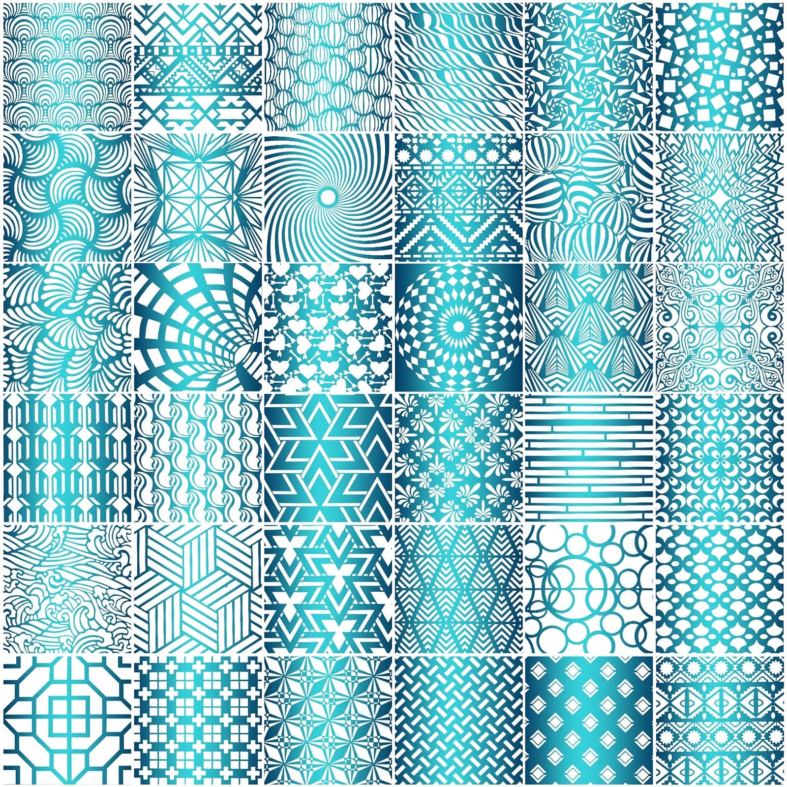 36 Pack Geometric Painting Stencils Set, Mandala Tile Pattern Templates for DIY Wall Art, Furniture Floor Decor Drawing Tools for Crafts Scrapbooking Painting Projects(6 x 6 Inches)