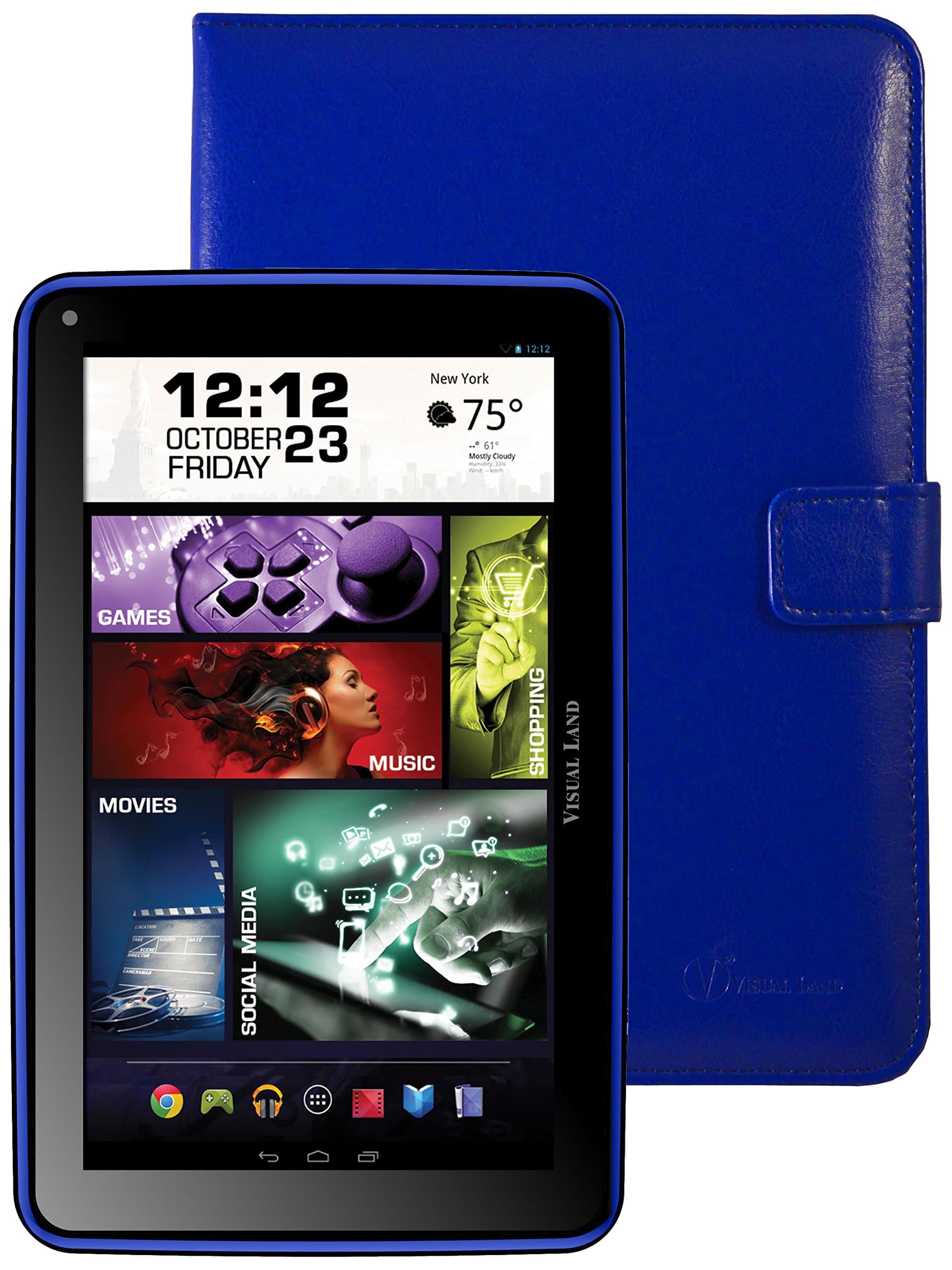 Visual Land Prestige ELITE 7Q-KC - 7" Quad Core 8GB Android Tablet with Keyboard Case, KitKat4.4, Google Play (Blue)