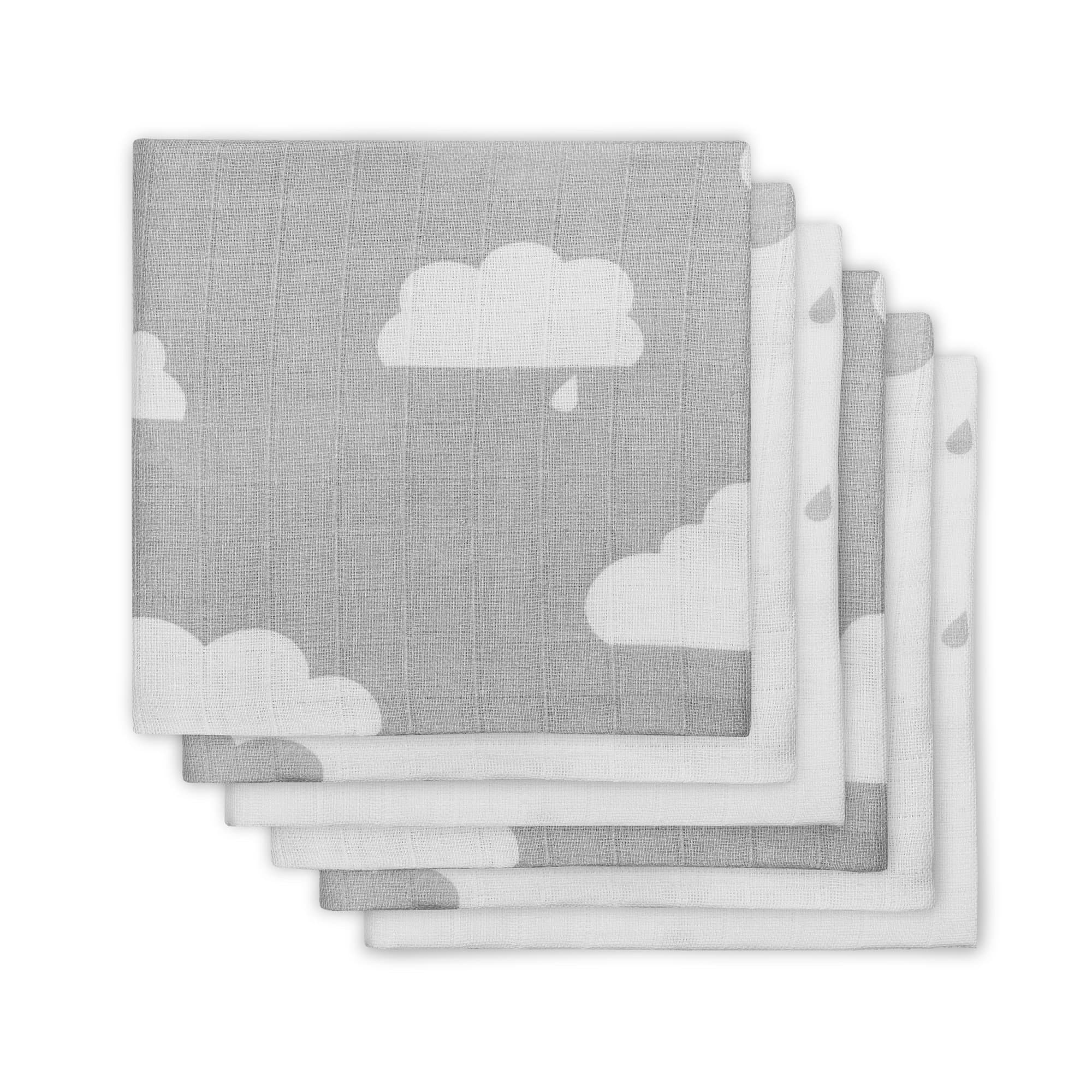 Jollein 535-849-65057, mull diaper, clouds, grey (6 pack)