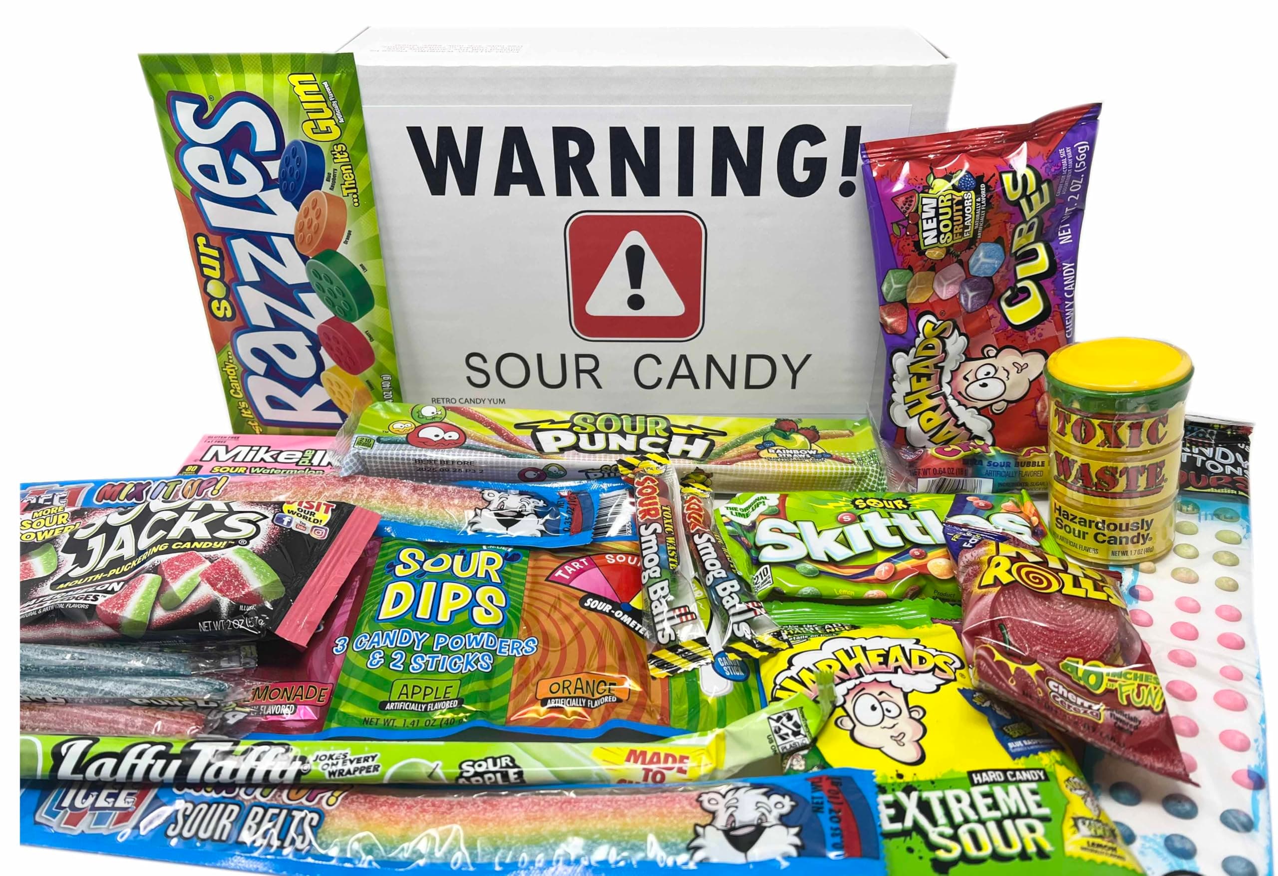 RETRO CANDY YUM Super Sour Candy Variety Pack - Assorted Sour Candy Box - Sour Candy Box for Birthday Gift Celebration, Thinking of You