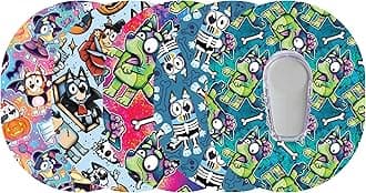 Glucomart Adhesive Patches for Dexcom G6 – 5-Pack Waterproof, Sweatproof CGM Overpatches – Hypoallergenic CGM Patches (Heelerween)