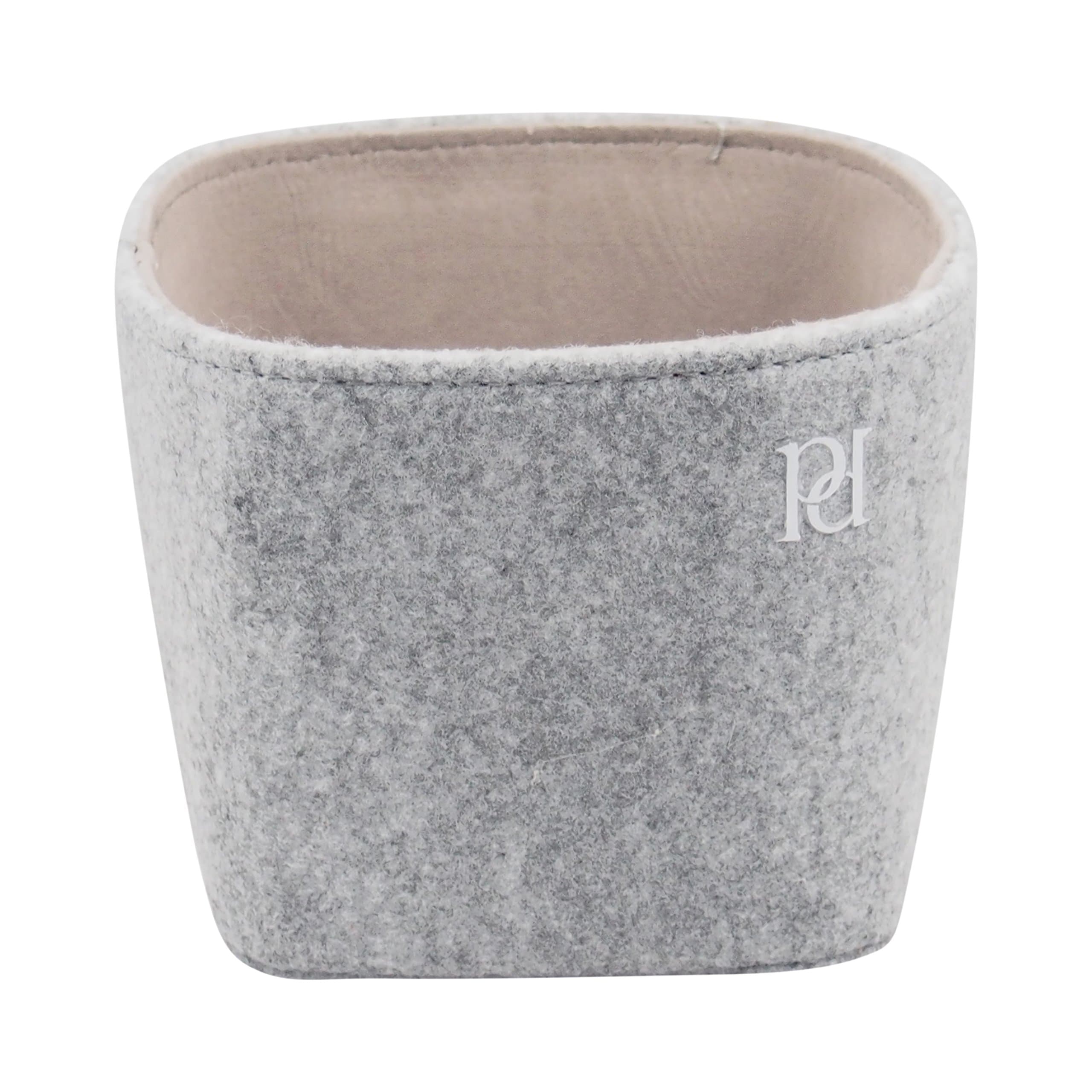 High-quality felt basket by perla pd design® made of fine felt (15x15x5 cm) Length 13 cm, width 13 cm, height 10 cm. Felt bowl, decorative bowl. Light grey