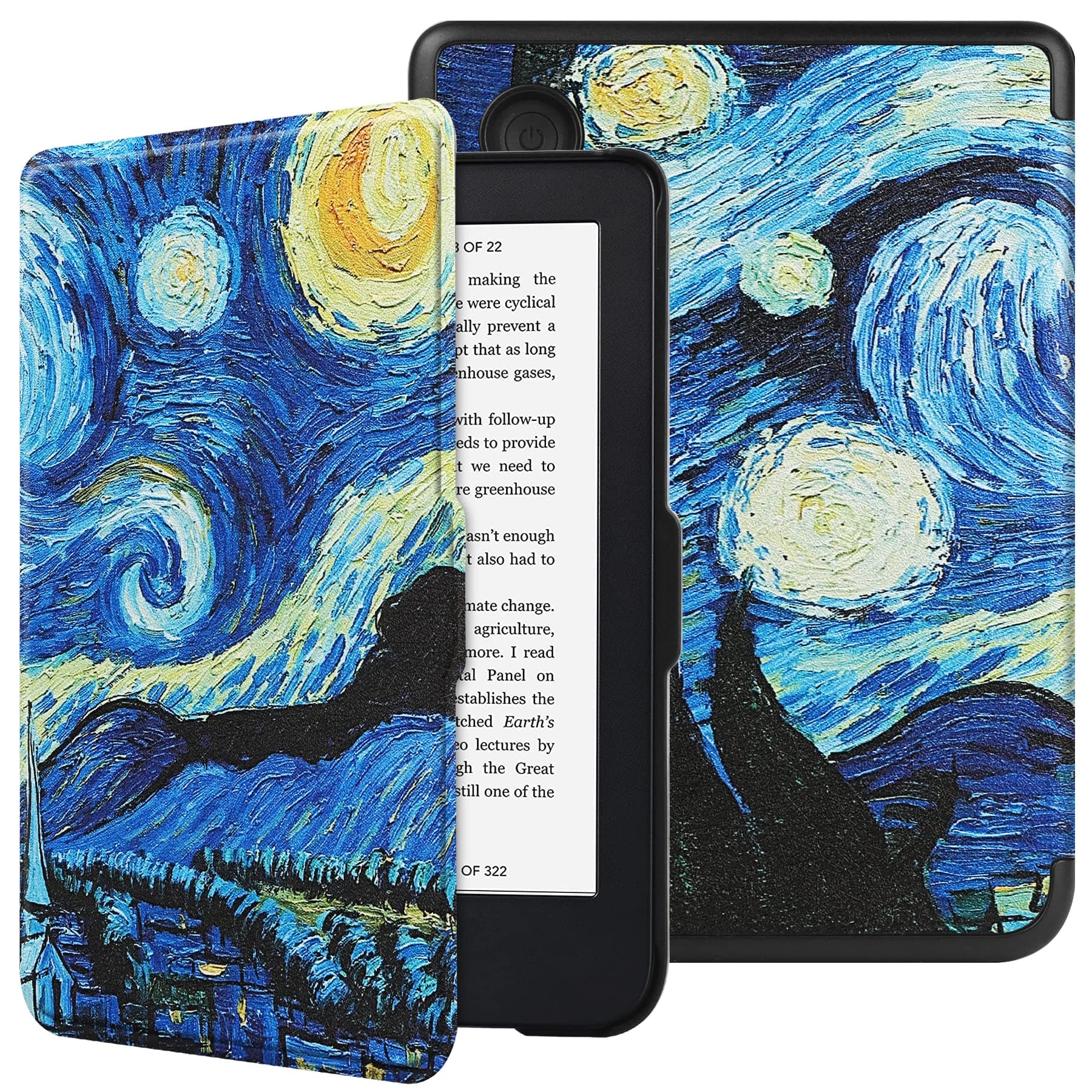 Slimshell Case for 6" Kobo Clara 2E 2022 - Clara Colour/BW, Premium Lightweight PU Leather Cover with Auto Sleep/Wake - Starry Sky