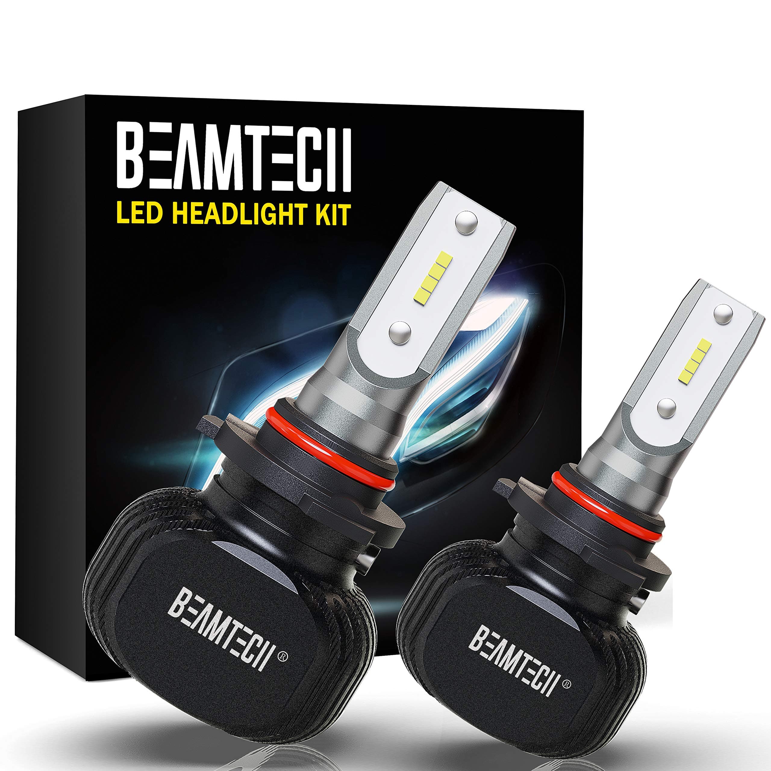 BEAMTECH 9005 LED Headlight Bulbs,HB3 CSP Chips Headlamp 50W 6500K 8000Lumens Car Replacement Lights High Beam Conversion Kit Extremely Bright (2 PCS)