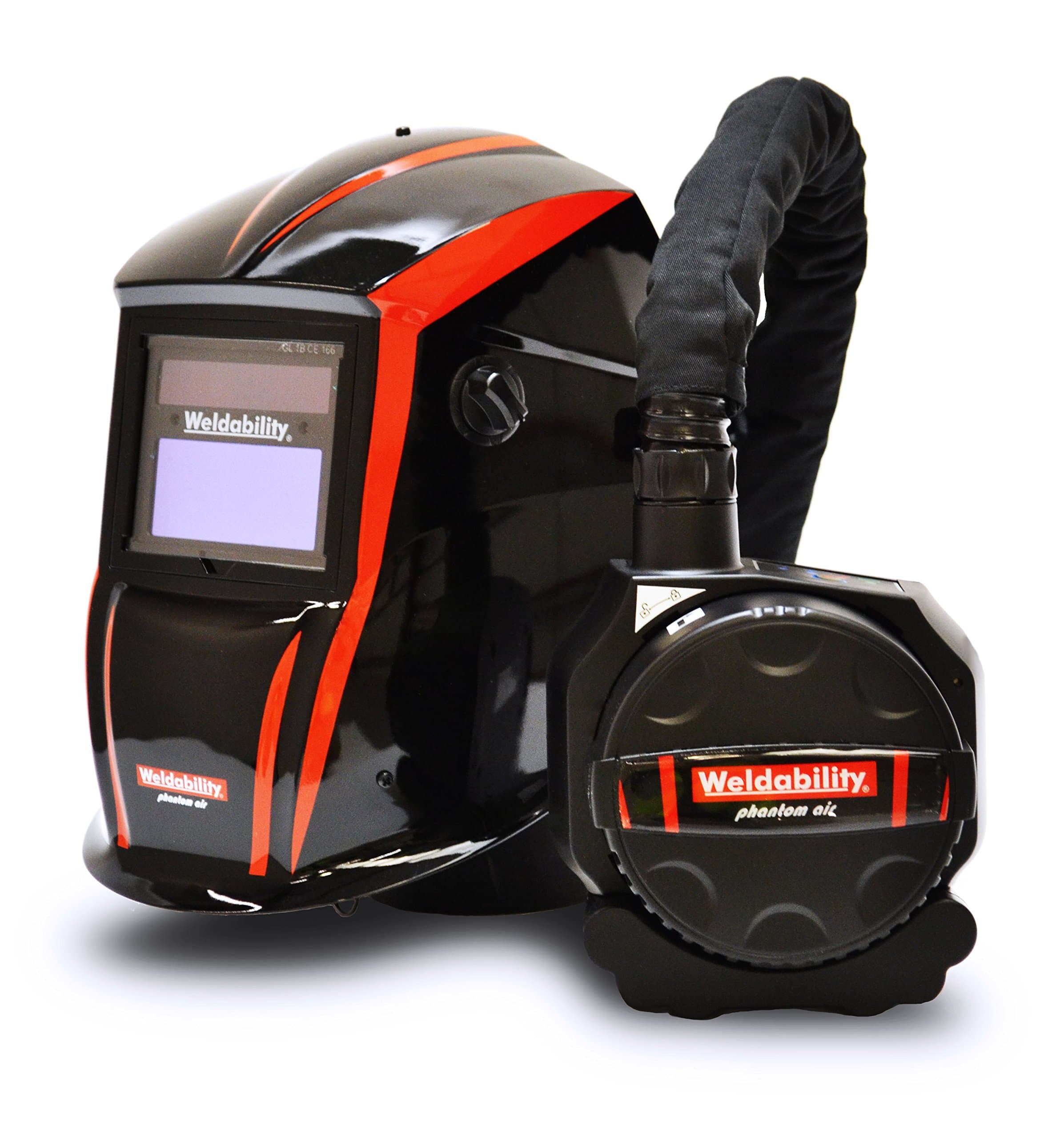 Weldability Phantom Air Auto Darkening Welding Shield Mask with Air Fed System - Shade 9-13 and Grind Mode