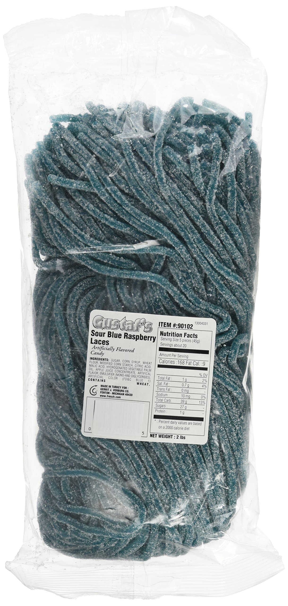 Gustaf's Sour Blue Raspberry Licorice Laces - 2 Lb. Bag