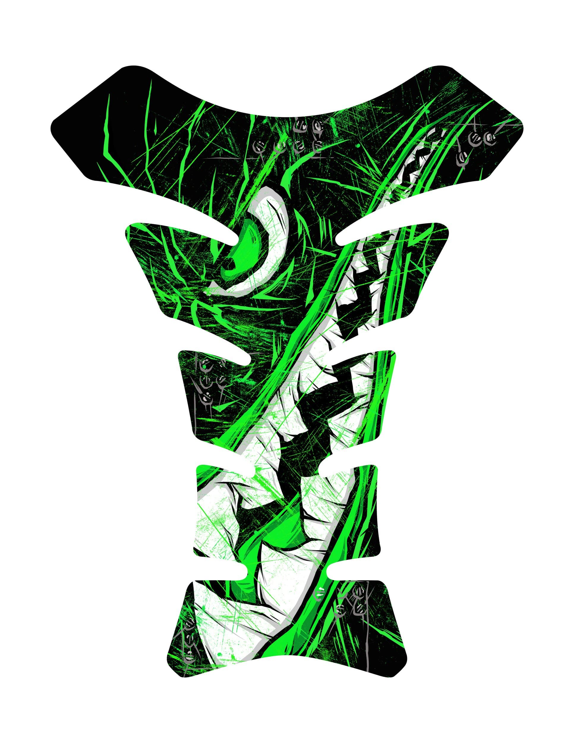 Size is 8.5 in Tall x 6.5 in Wide Tiger Fighter Shark Side Black Green World War Motorcycle Gas Tank pad Decal Sticker