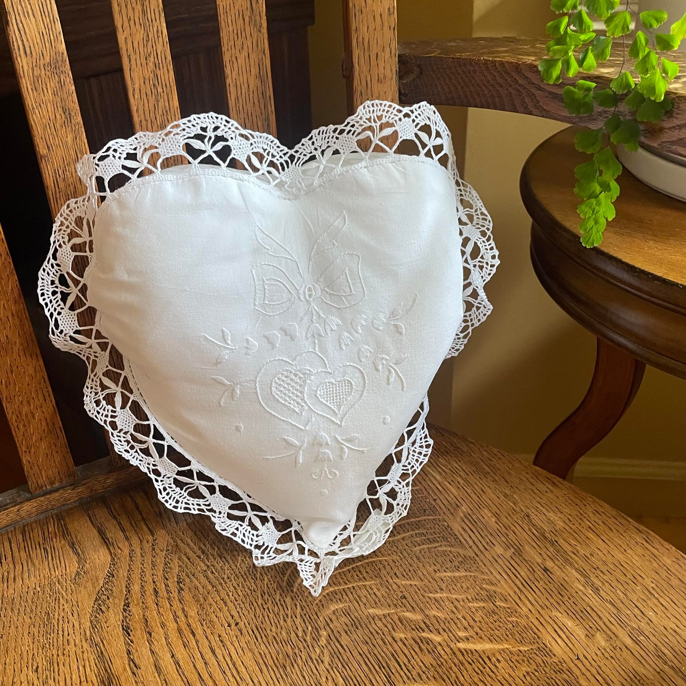 Embroidered and LACE 2-PC Pillow Decorative Pillow Set, 9 inches, Celeste White 9" 2 Count