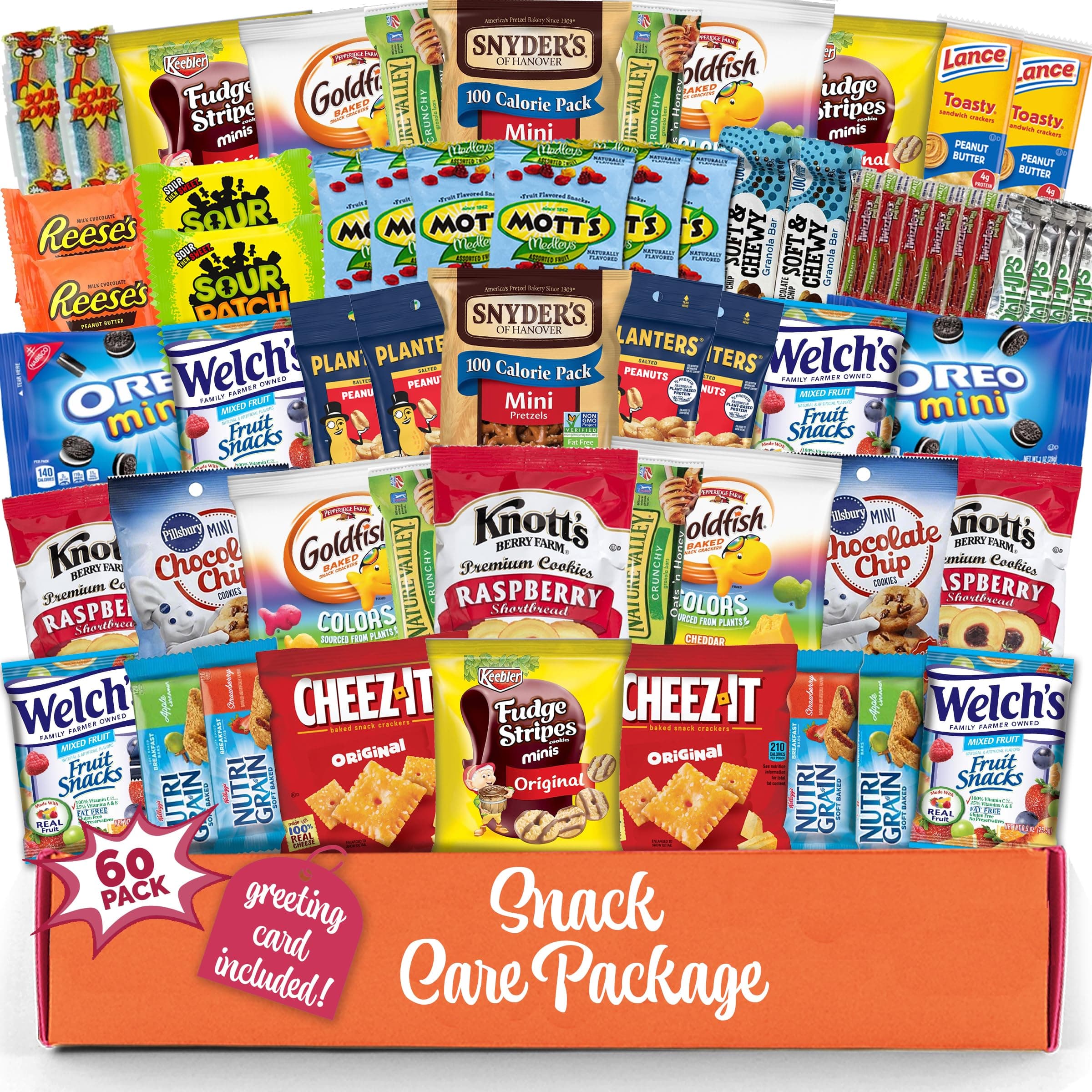 Snack Box Variety Pack (60 Count) with Chips, Cookies & Bars - Snacks Variety Pack for Adults, Kids & Teens - Care Packages for College Students, Office Snacks, Birthdays & Travel