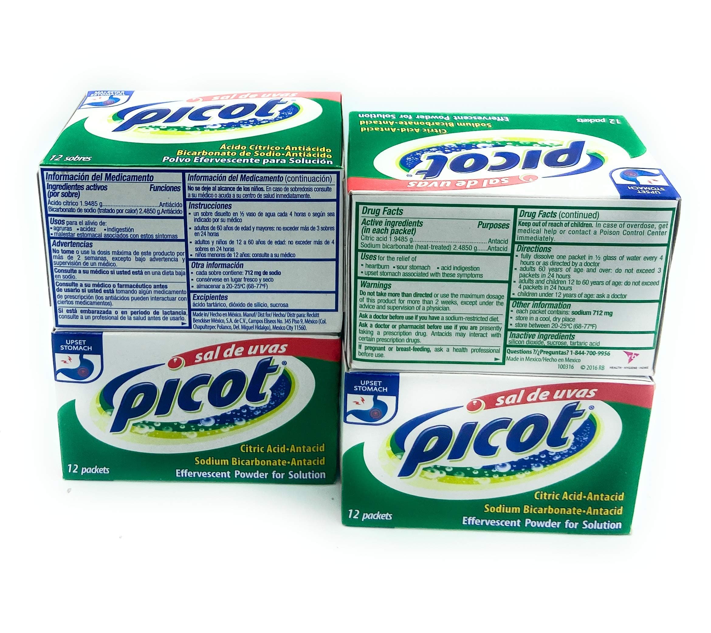 Picot 5 Gram Packets Sal De Uvas 12 Count, Pack of 4