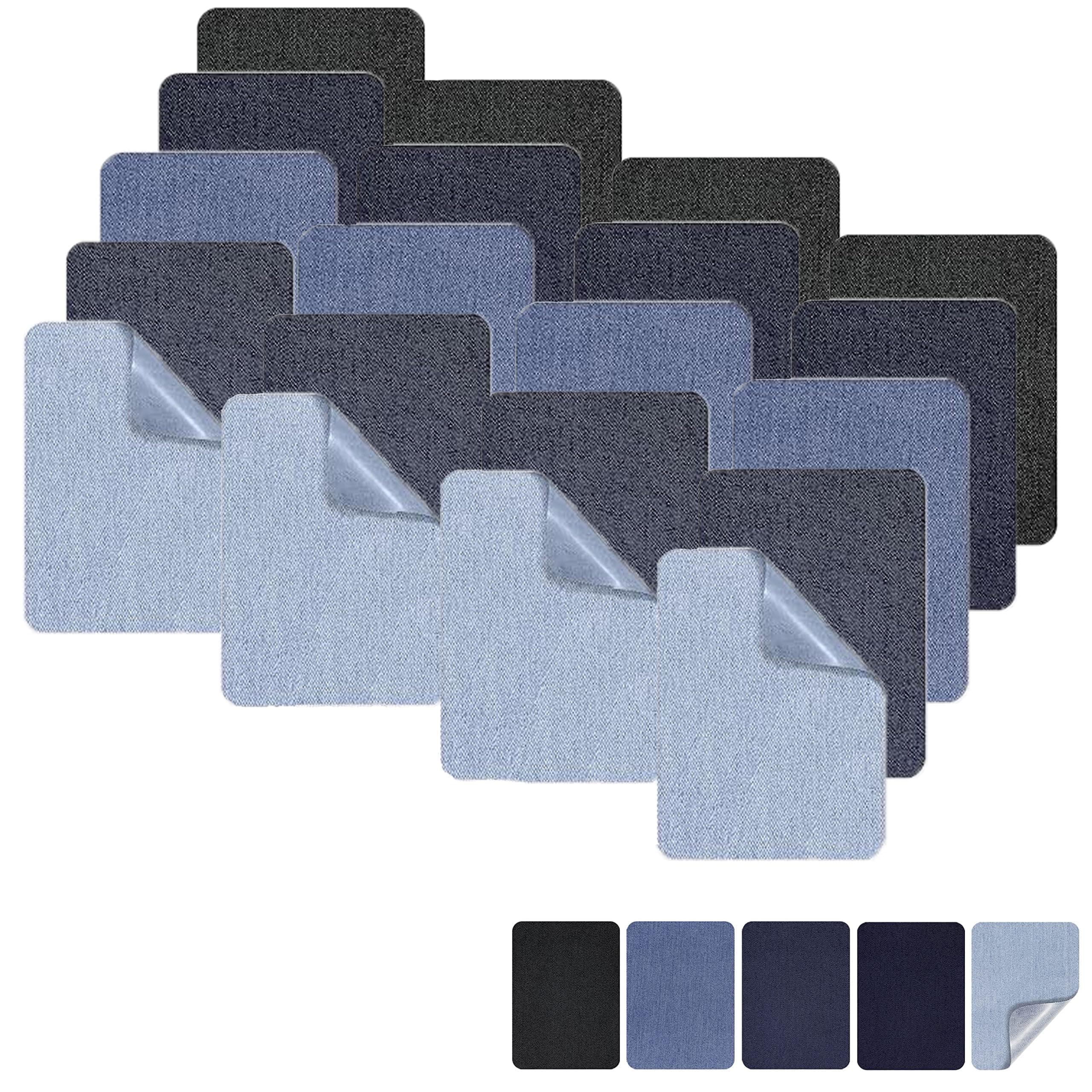 Azonee Iron-On Repair Patch 20 Pcs Pack Five Color, Denim Patches For Jeans Kit, 100% Cotton Patch,Jeans And Clothing Jackets Decoration Kit