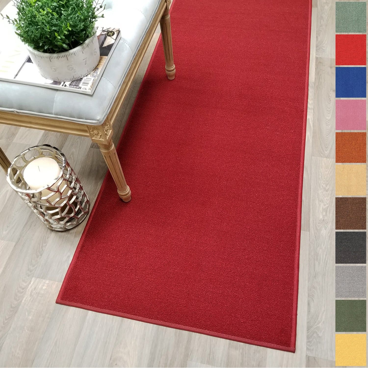 Custom Size RED Solid Plain Rubber Backed Non-Slip Hallway Stair Runner Rug Carpet 31 inch Wide Choose Your Length 31in X 3ft