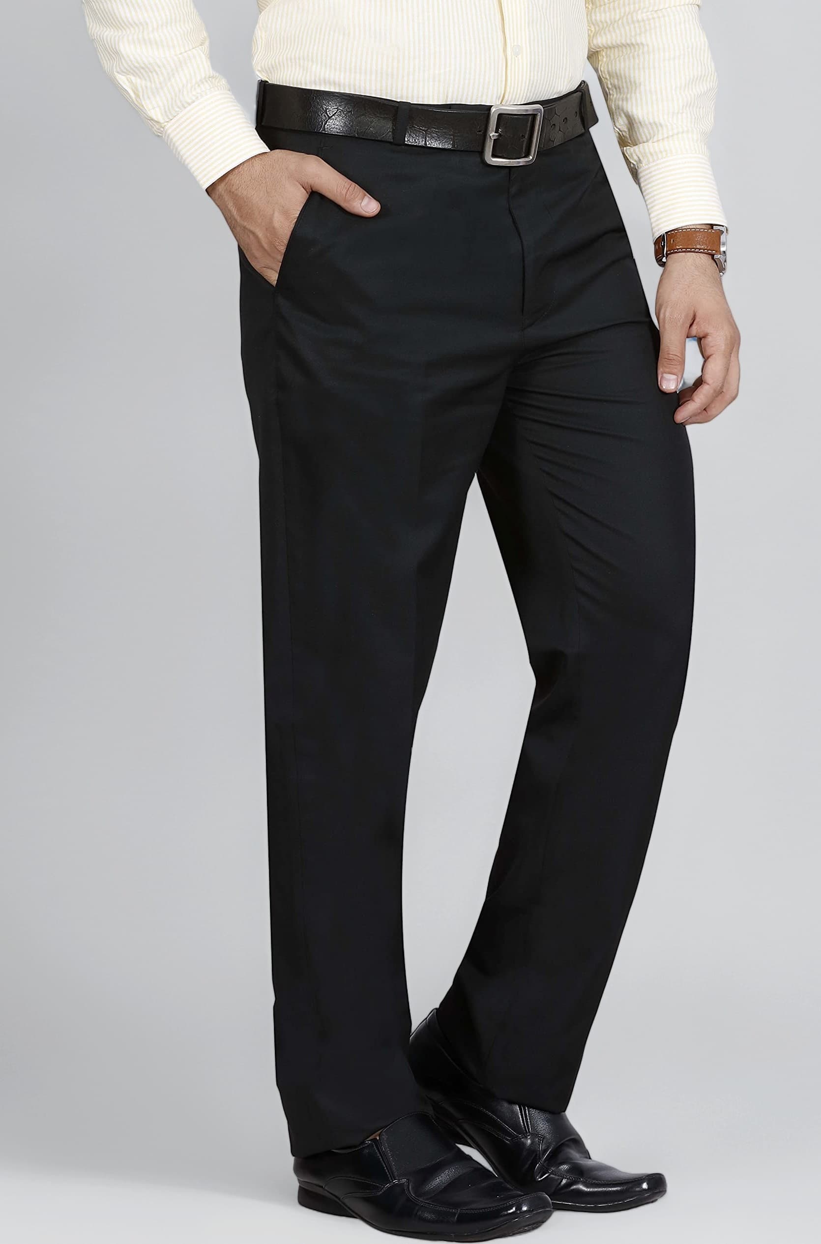 McHenry Men's Classic Solid Formal Comfort/Regular Fit Stretchable Wrinkle Free Trousers