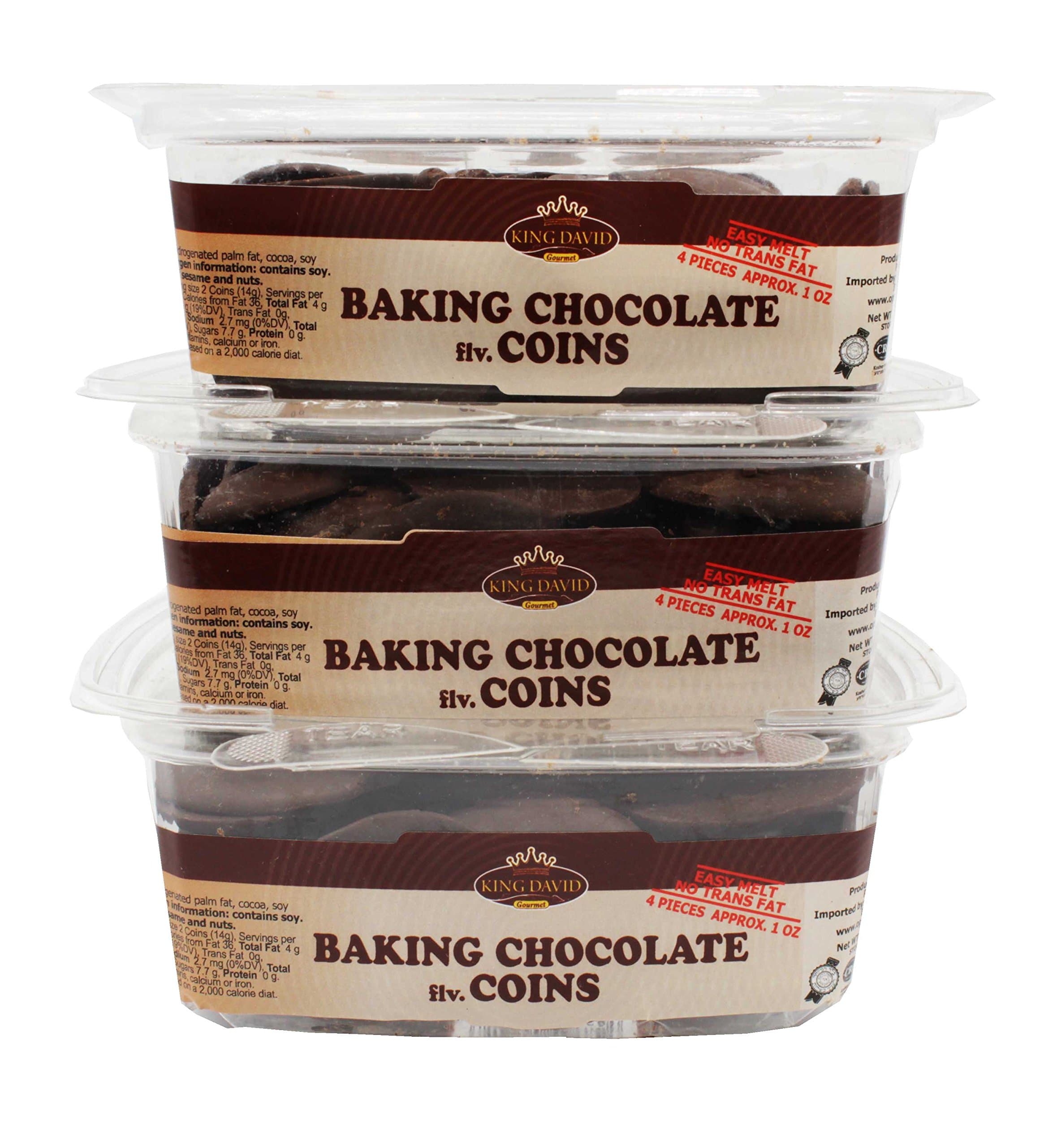 King David Kosher Easy Melt Non-dairy Baking Chocolate Coins 12.34-ounce Jars (Pack of 3)