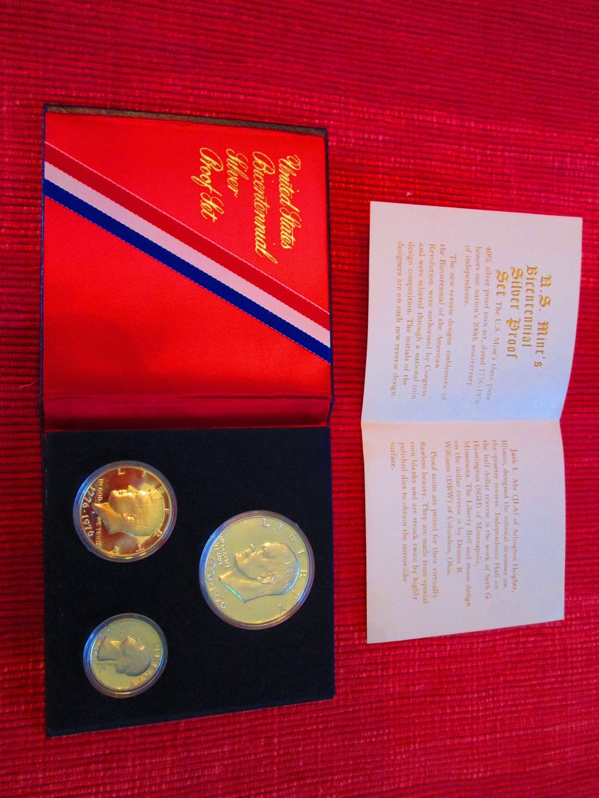 1776-1976 US Mint Bicentennial Silver Proof Set 1-Dollar 1-Half Dollar & 1-Quarter