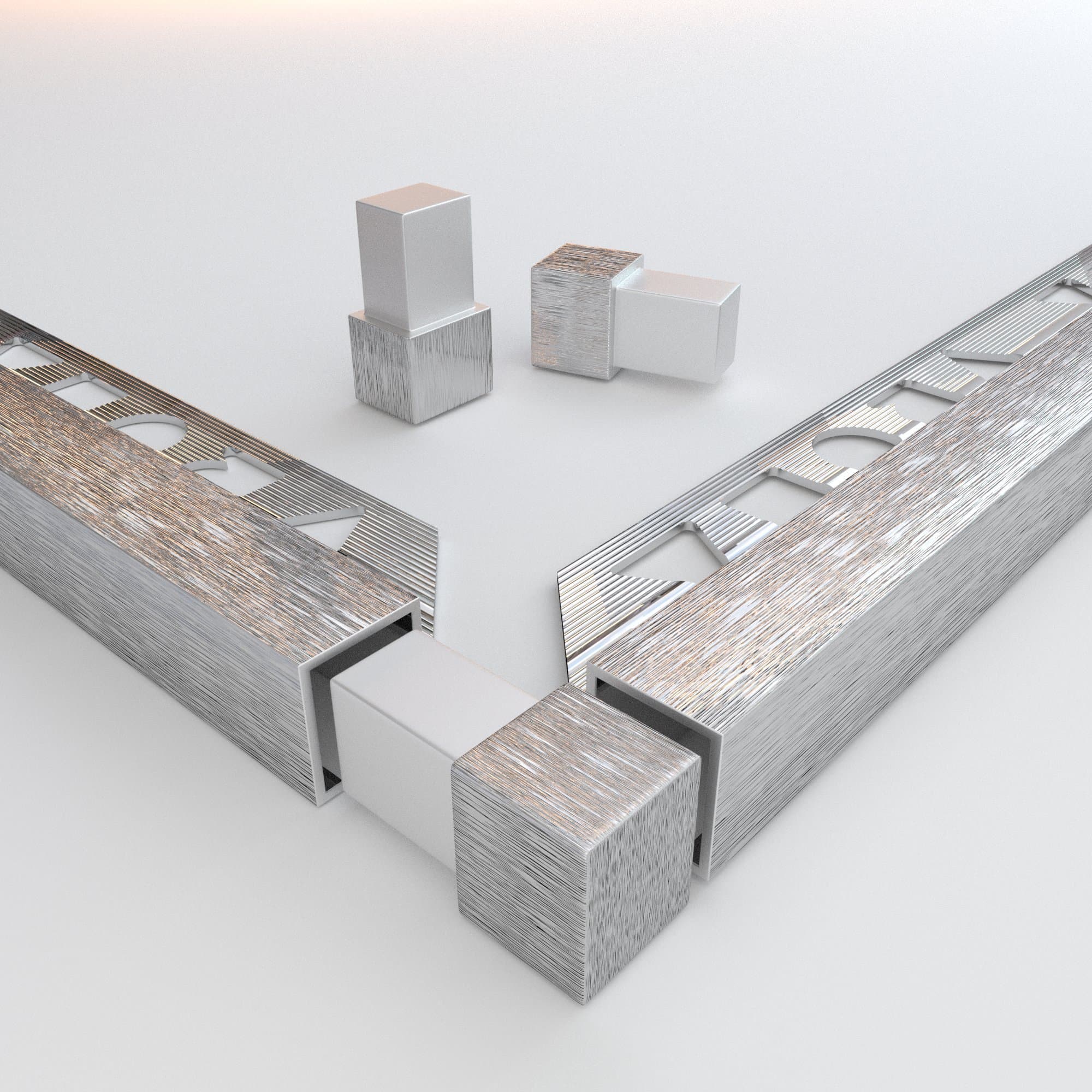 Vroma Tile Trim Corner Blocks Deep Brushed Chome 10mm, 12mm Pack of 2 (10mm)