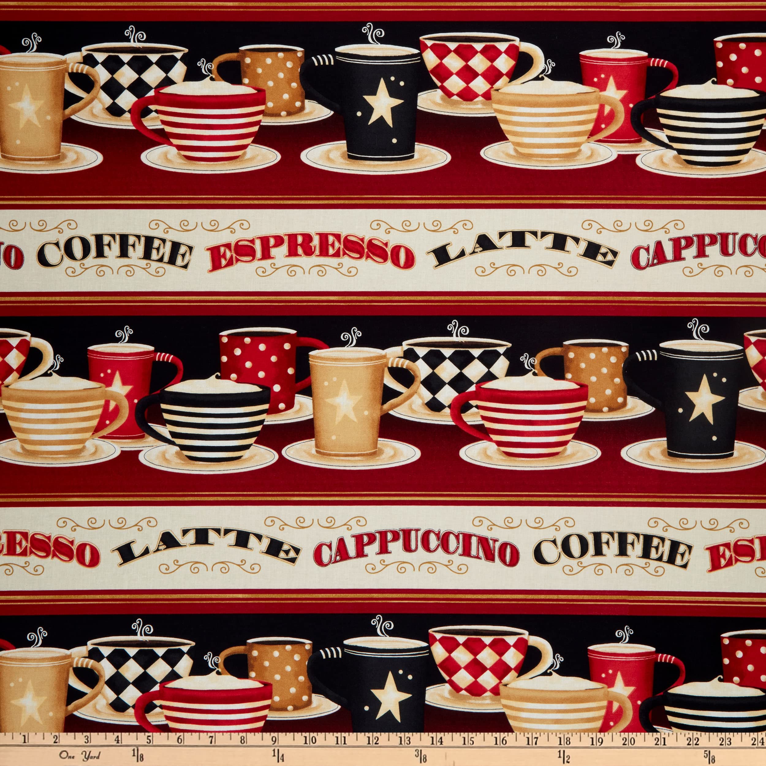 Wilmington Coffee Always Repeating Stripe Multi, Fabric by The Yard