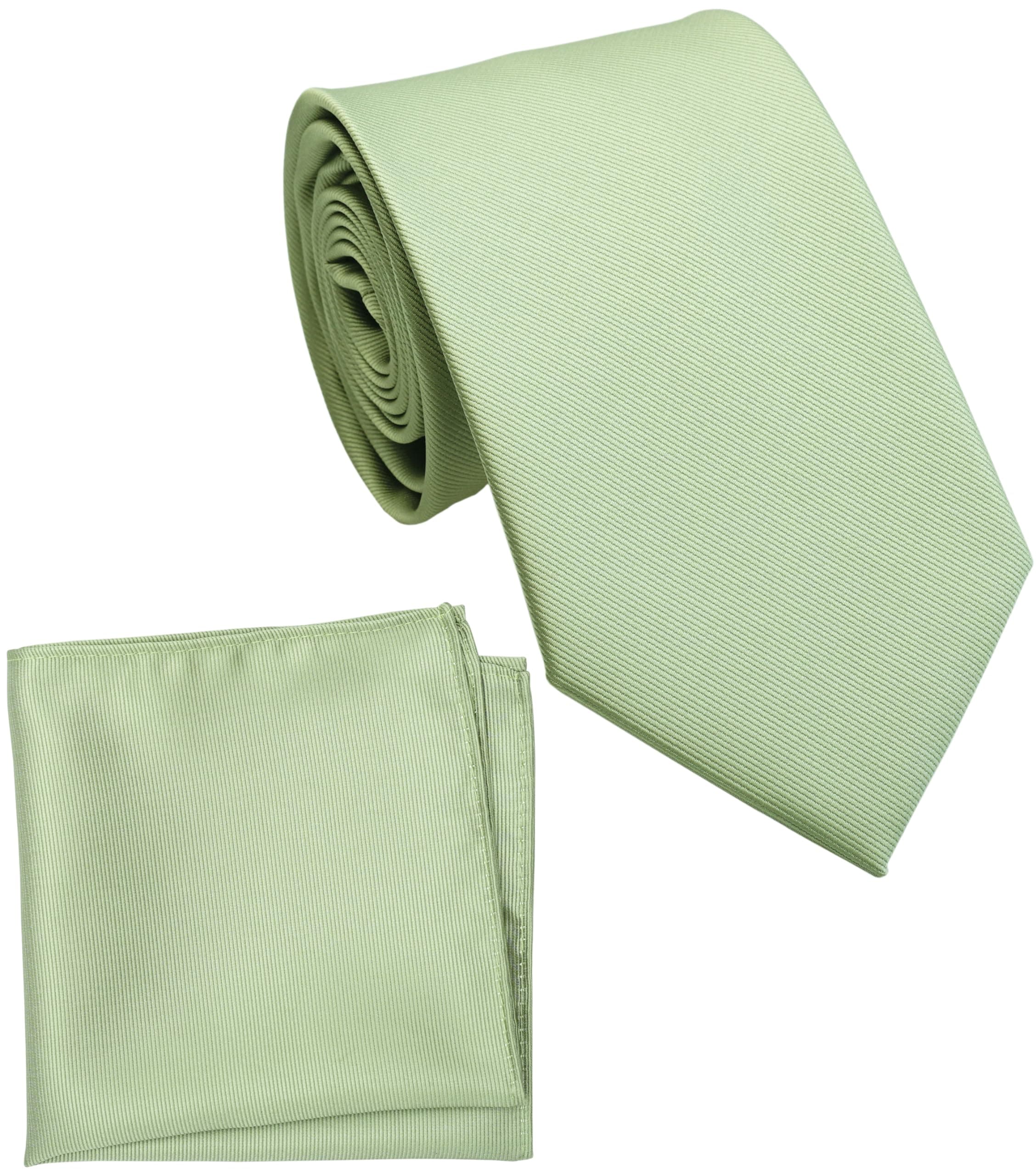 [Onlytime] ZENXUS Regular Tie and Pocket Square for Men, Solid Color Necktie Set, 3.2 inch Standard Width