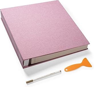 HoneyTolly Super Large Photo Album Self Adhesive Scrapbook Album for 4×6 5×7 8×10 10×12 or Bigger Pictures DIY Magnetic Linen Cover Album 80Sheets/160Pages DIY Photo Album(Pink)