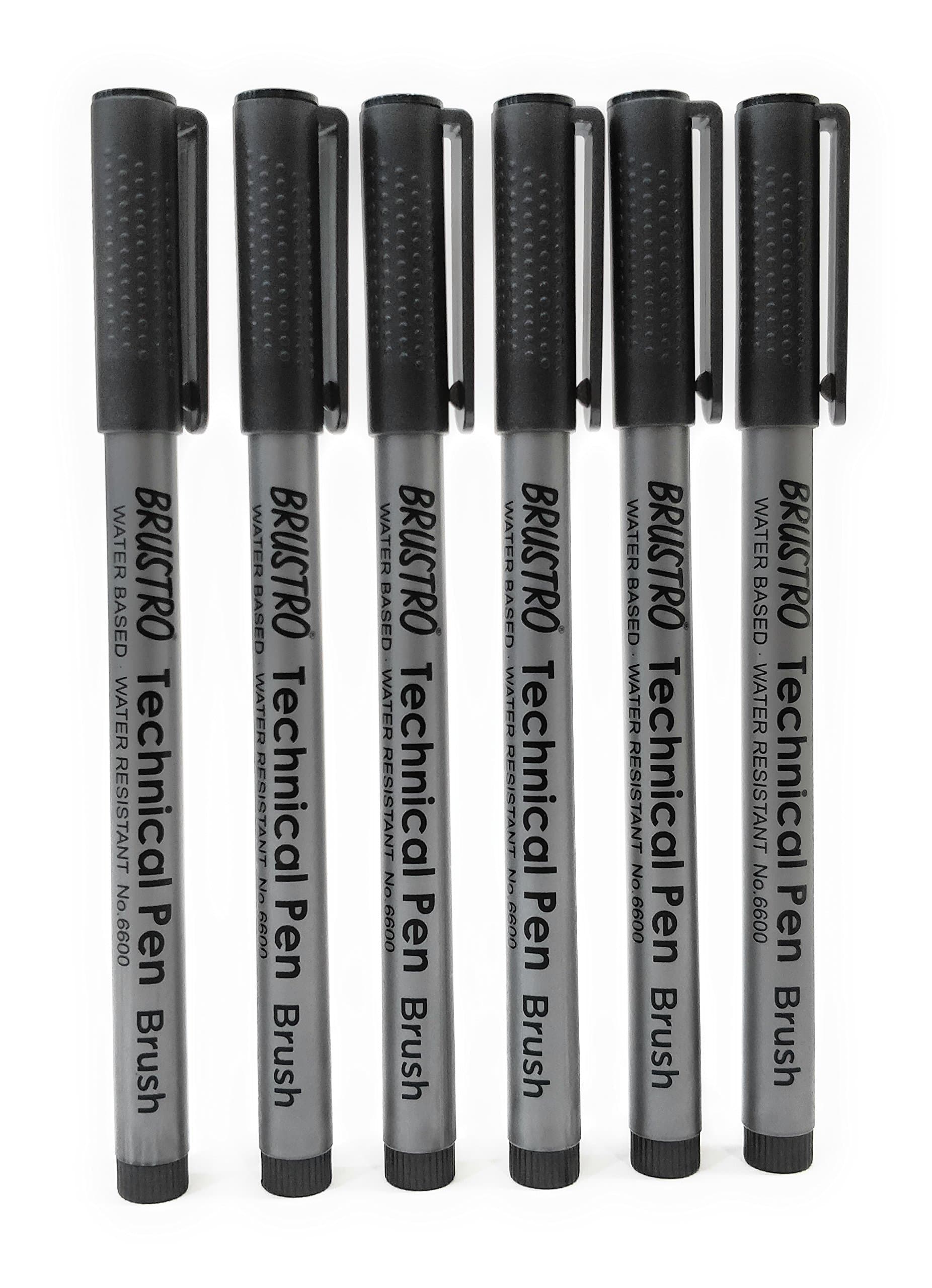 Brustro Technical Pen Brush Tip - Pack of 6 (Black)