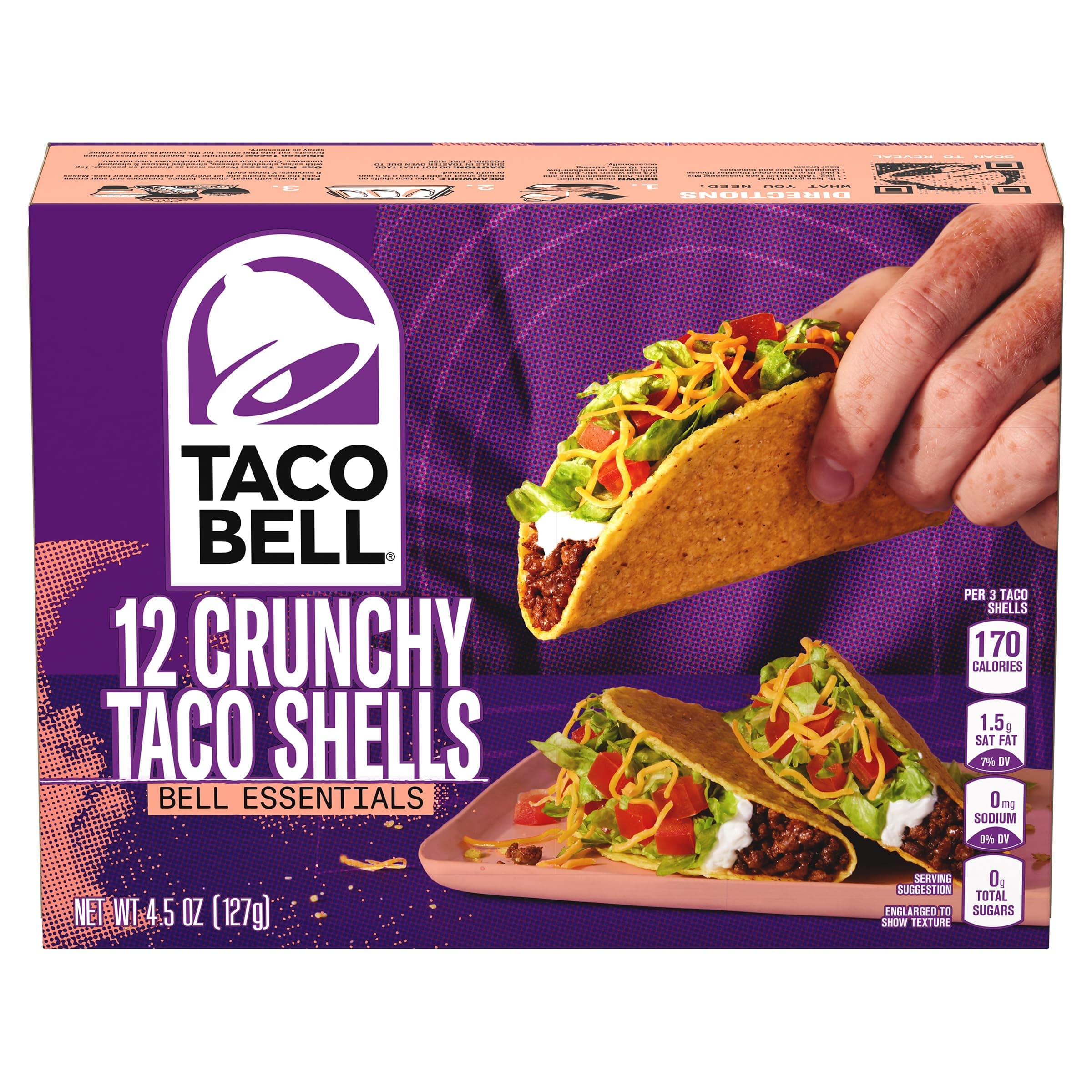 Taco Bell Crunchy Taco shells (4.5oz Boxes, Pack of 12)