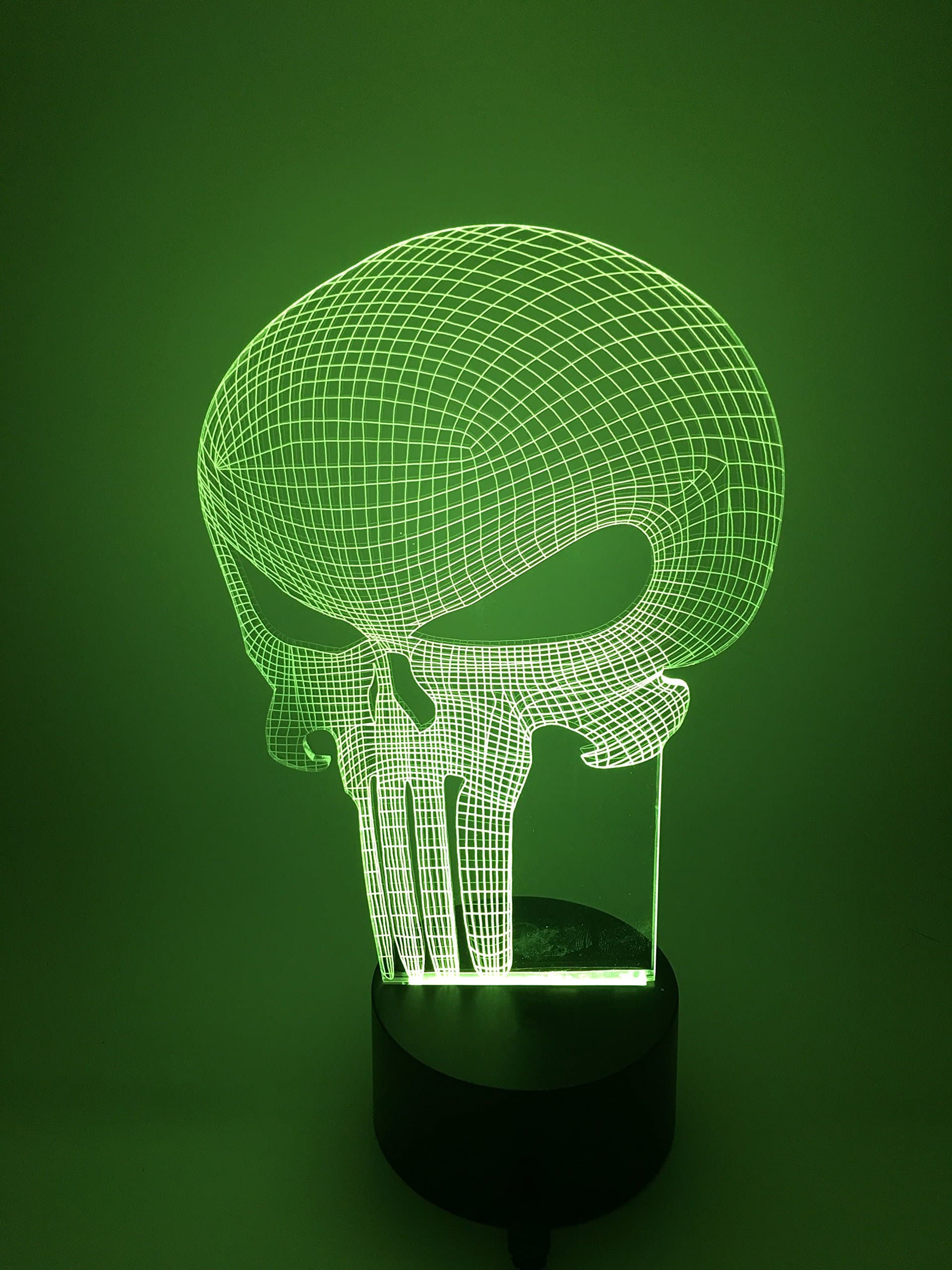 YOUQIZHI® 3D Optical Illusion Skull head Panel Model Lighting Night 7 Color Change USB Touch button LED Desk Table Light Lamp