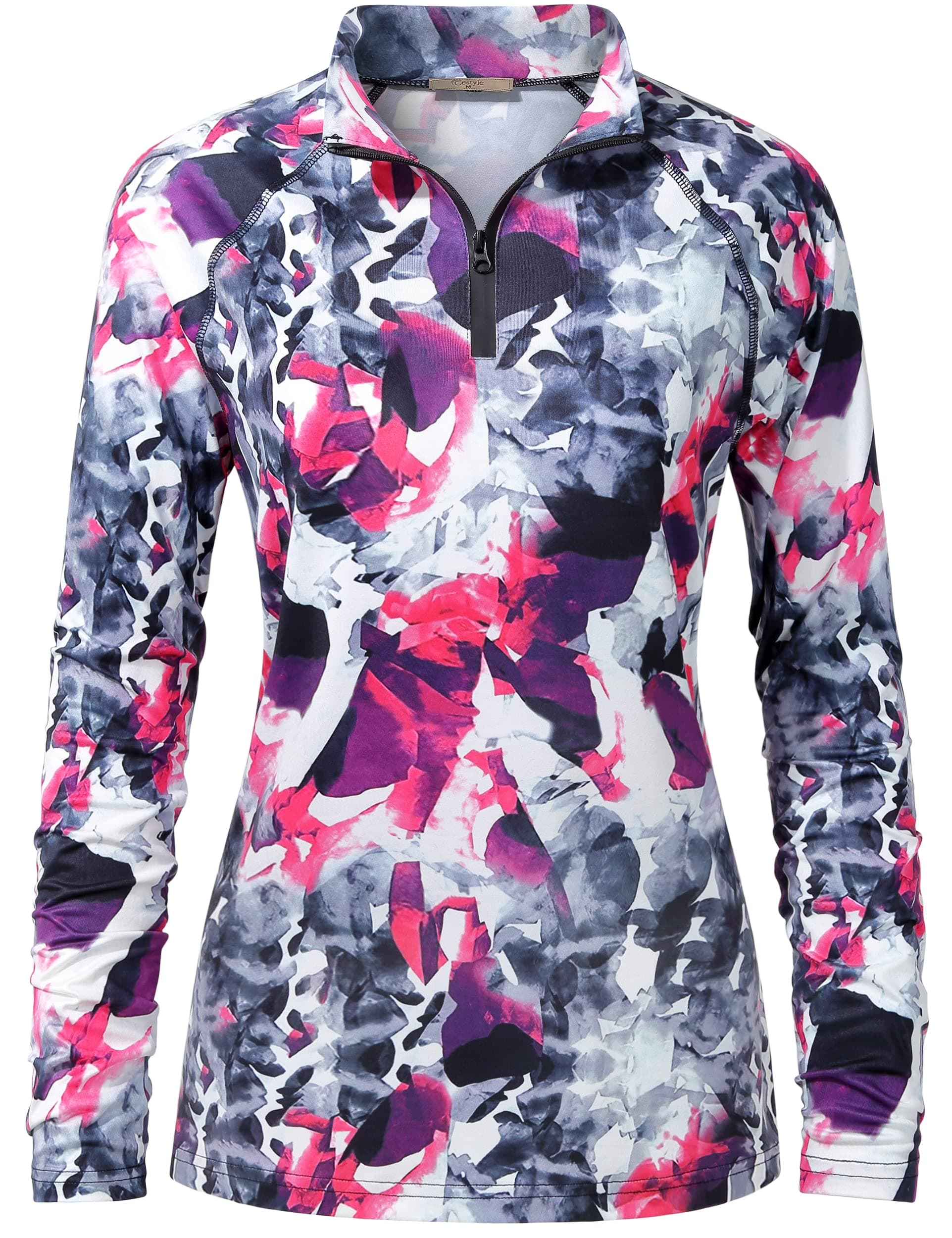 Womens UPF 50+ Long Sleeve 1/4 Zip Lightweight Pullover Outdoor Hiking Workout Tops