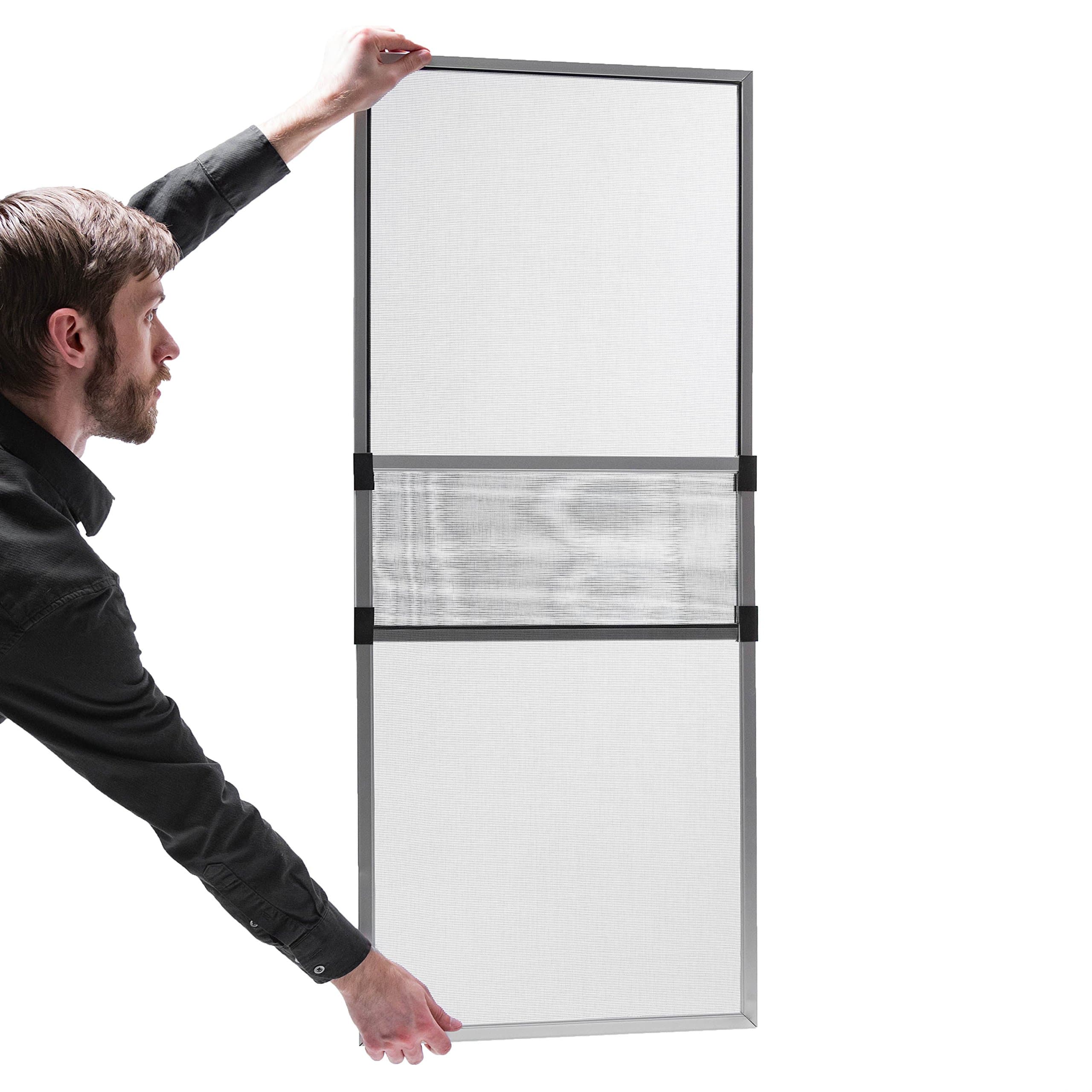 Metro Screenworks Adjustable Window Screens – Expandable & Retractable - Horizontal (24" H x 31 3/4" - 60" W) - Replacement 2-Pack (White) – Inserts for Vinyl, Wood, Metal, Double-Hung Windows