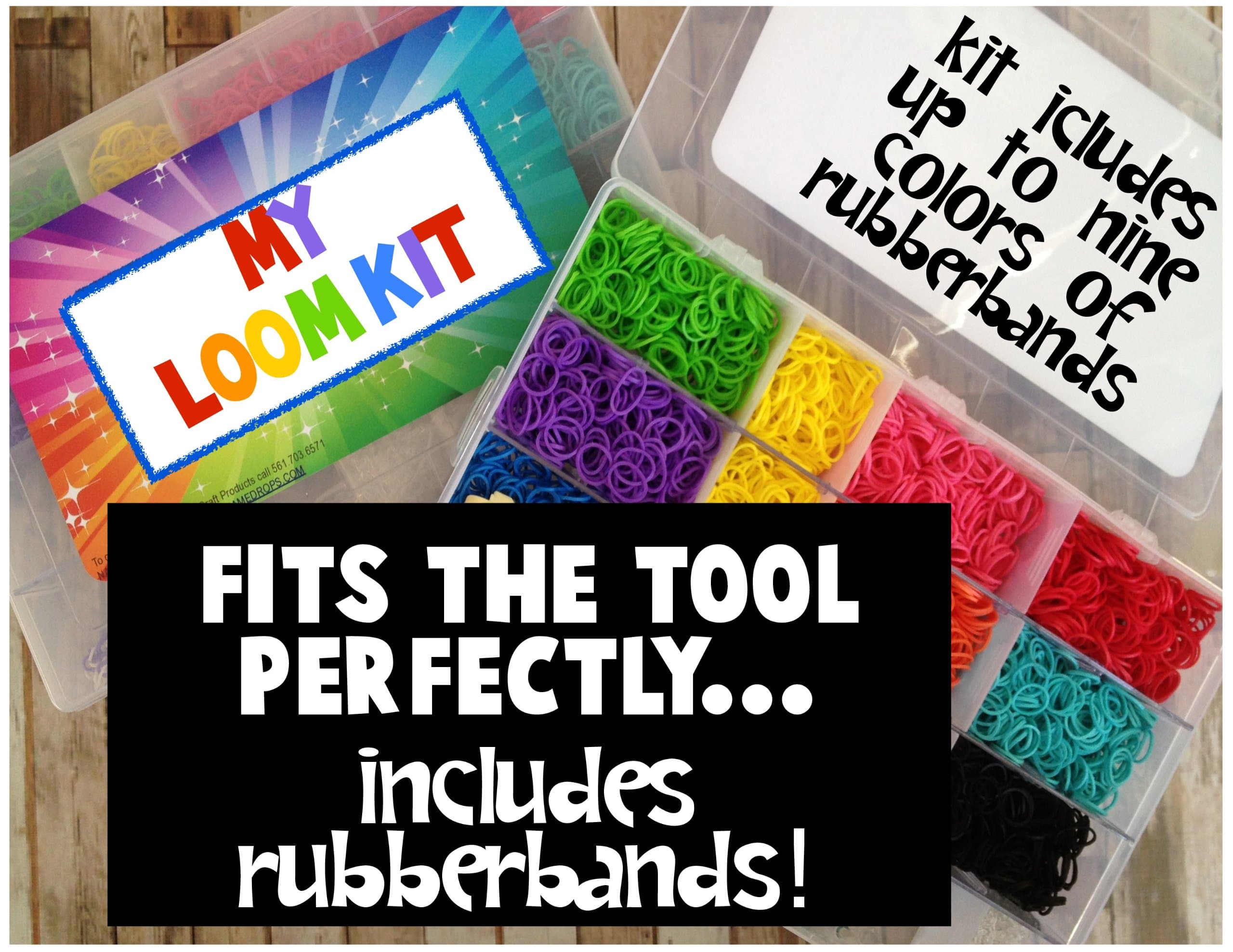 Colorful Loom Mini Storage Box with Rubber Bands