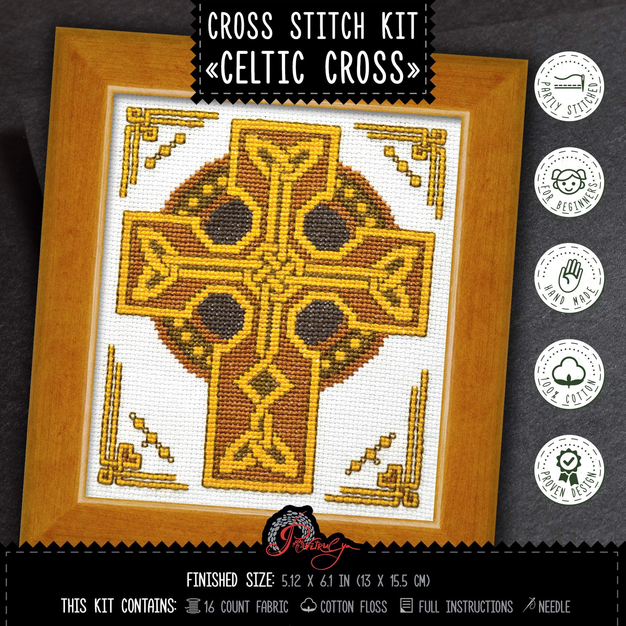 Povitrulya Counted Cross Stitch Kit 'Celtic Cross'