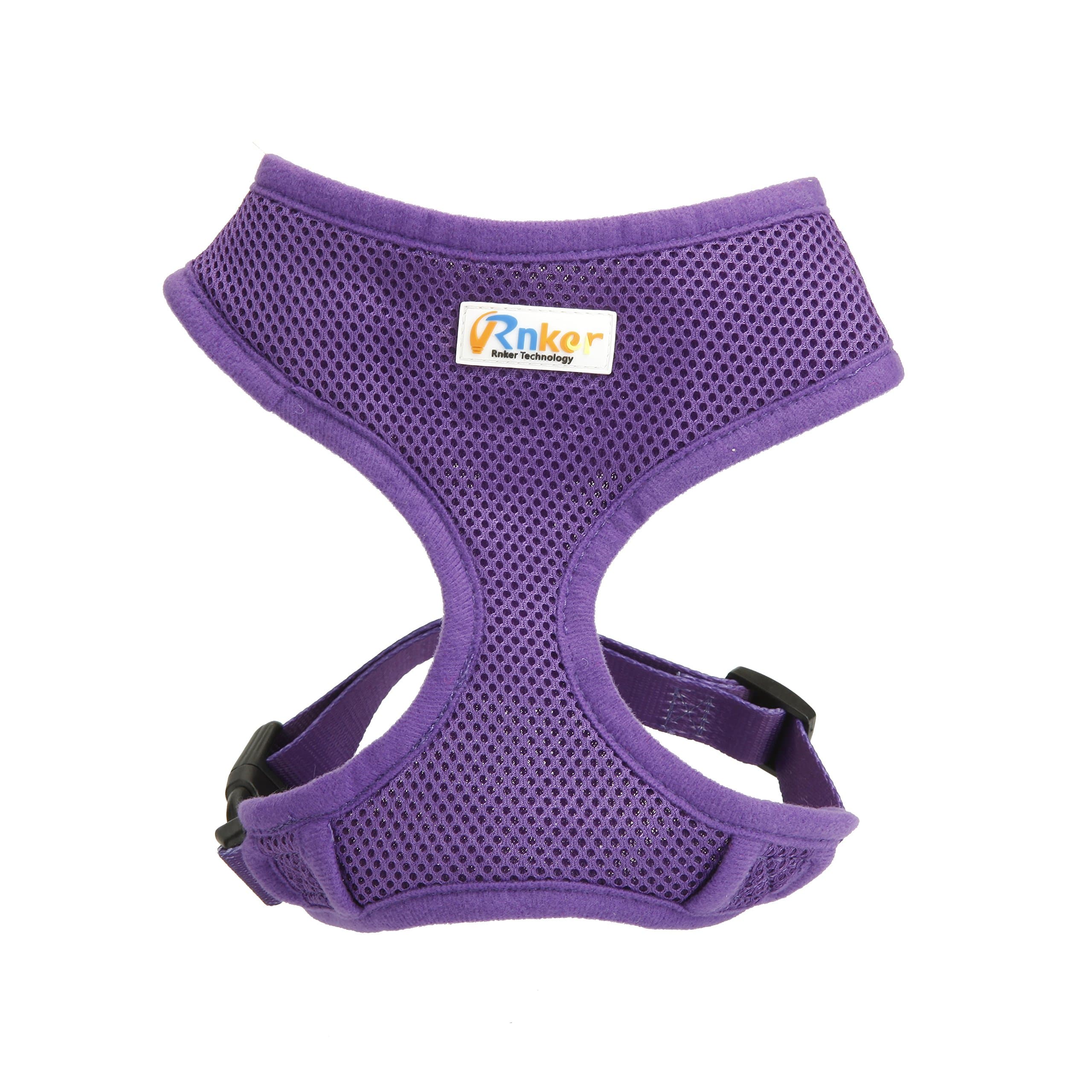 Rnker Soft Mesh Dog Harnesses Padded Vest No Pull Comfort Double Layer Harness for Pet Puppy (Medium, Purple)