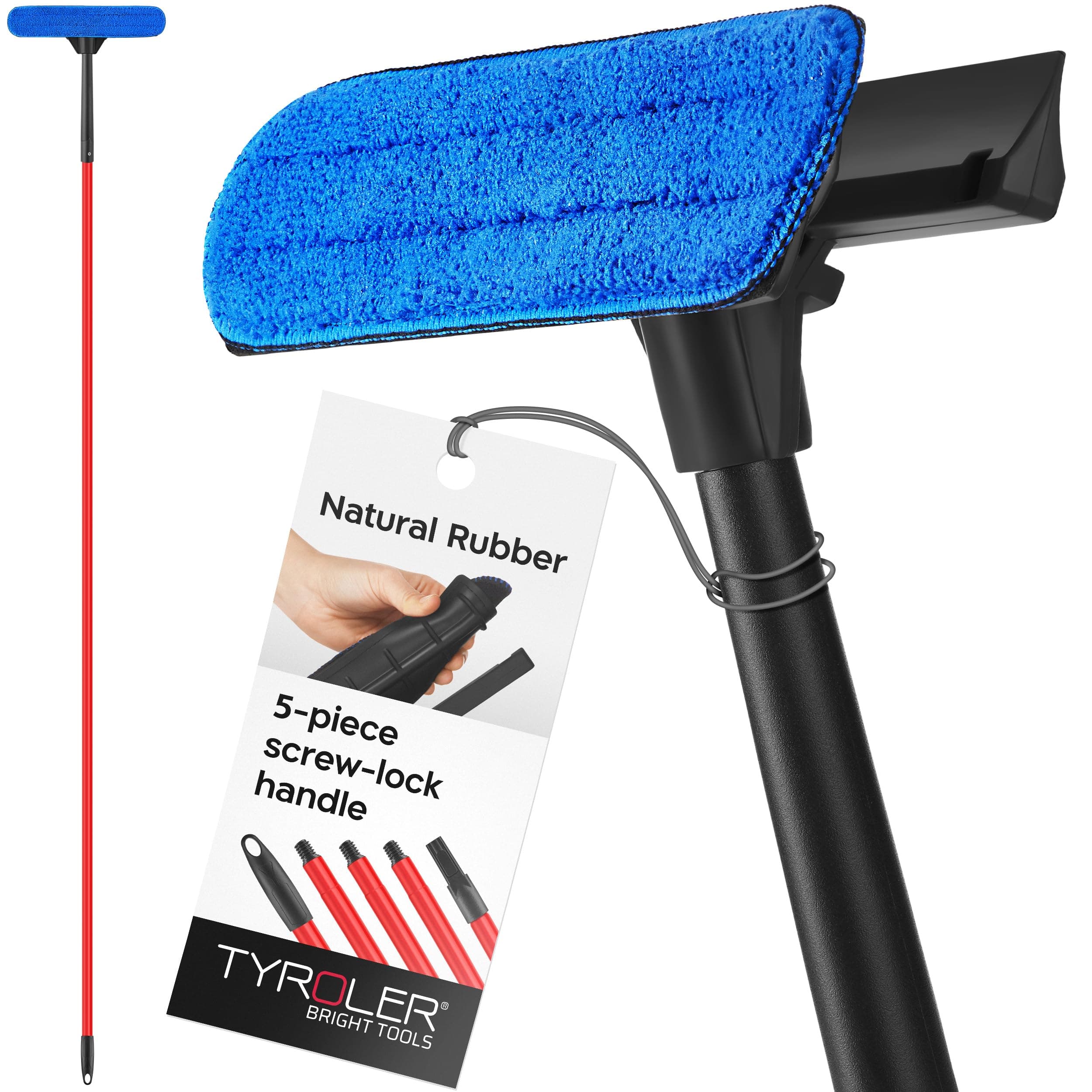 Tyroler Professional Window Squeegee for Home, 12"-80" Long Squeegee for Window Cleaning, 2-in-1 Window Cleaning Squeegee Kit, Indoor & Outdoor Window Cleaner Tool for High Windows & Glass (12"-80")