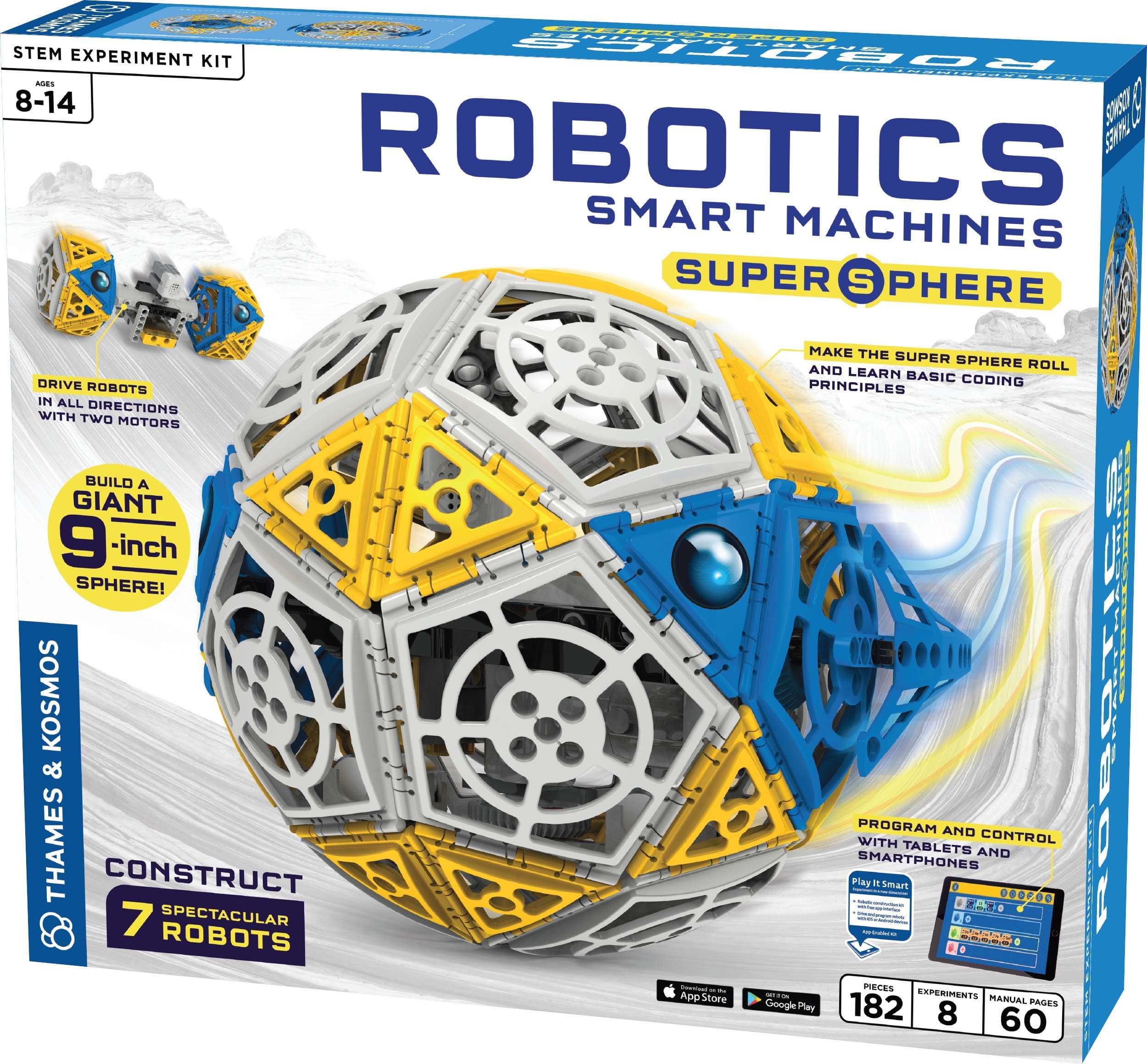 Thames & Kosmos Robotics: Smart Machines - Super Sphere STEM Experiment Kit | Build & Program a 9-inch Robotic Sphere + 6 Other Robot Models | Basic Coding | Color Manual | Requires Tablet, Smartphone