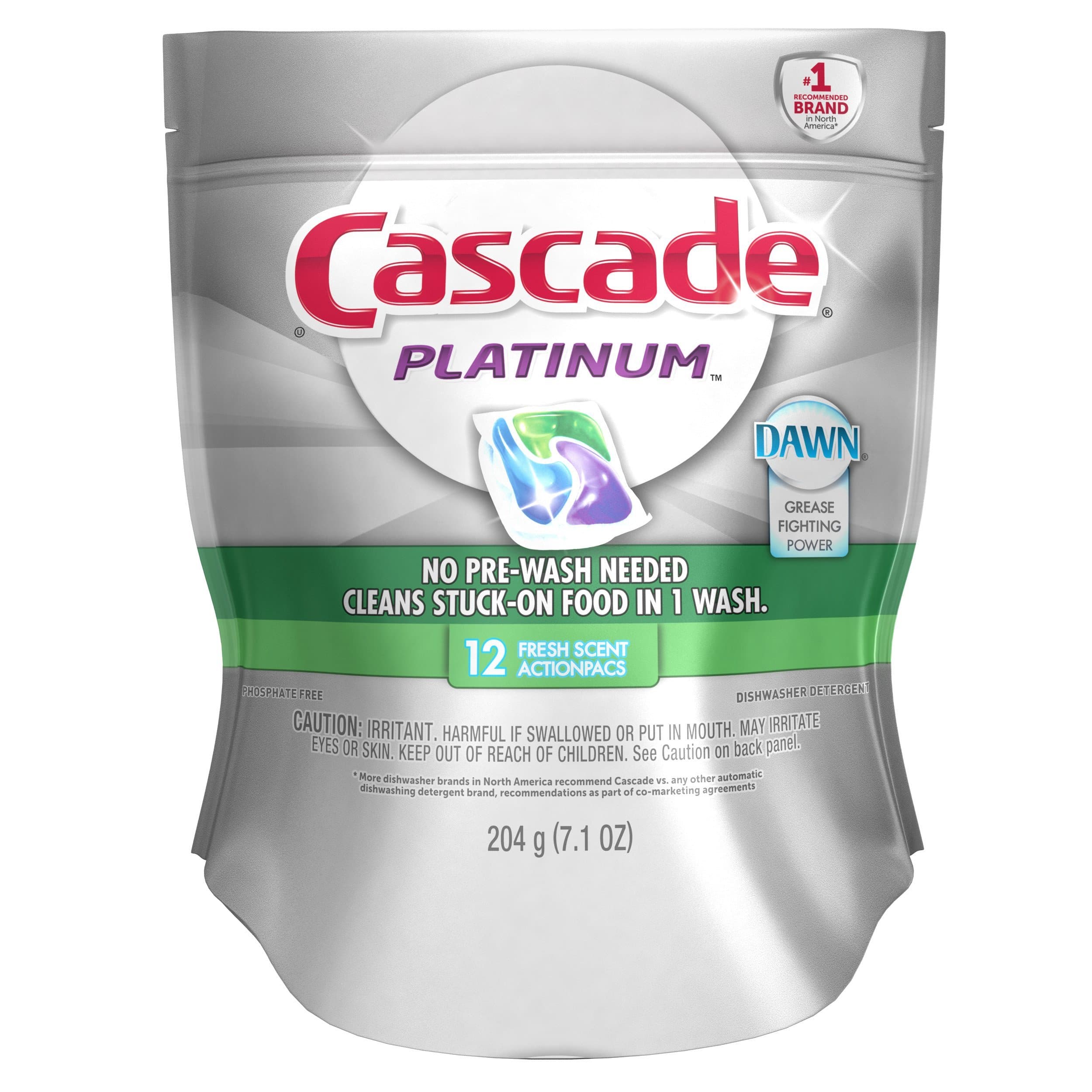 CascadePlatinum Actionpacs Fresh Scent Dishwasher Detergent 12 Count