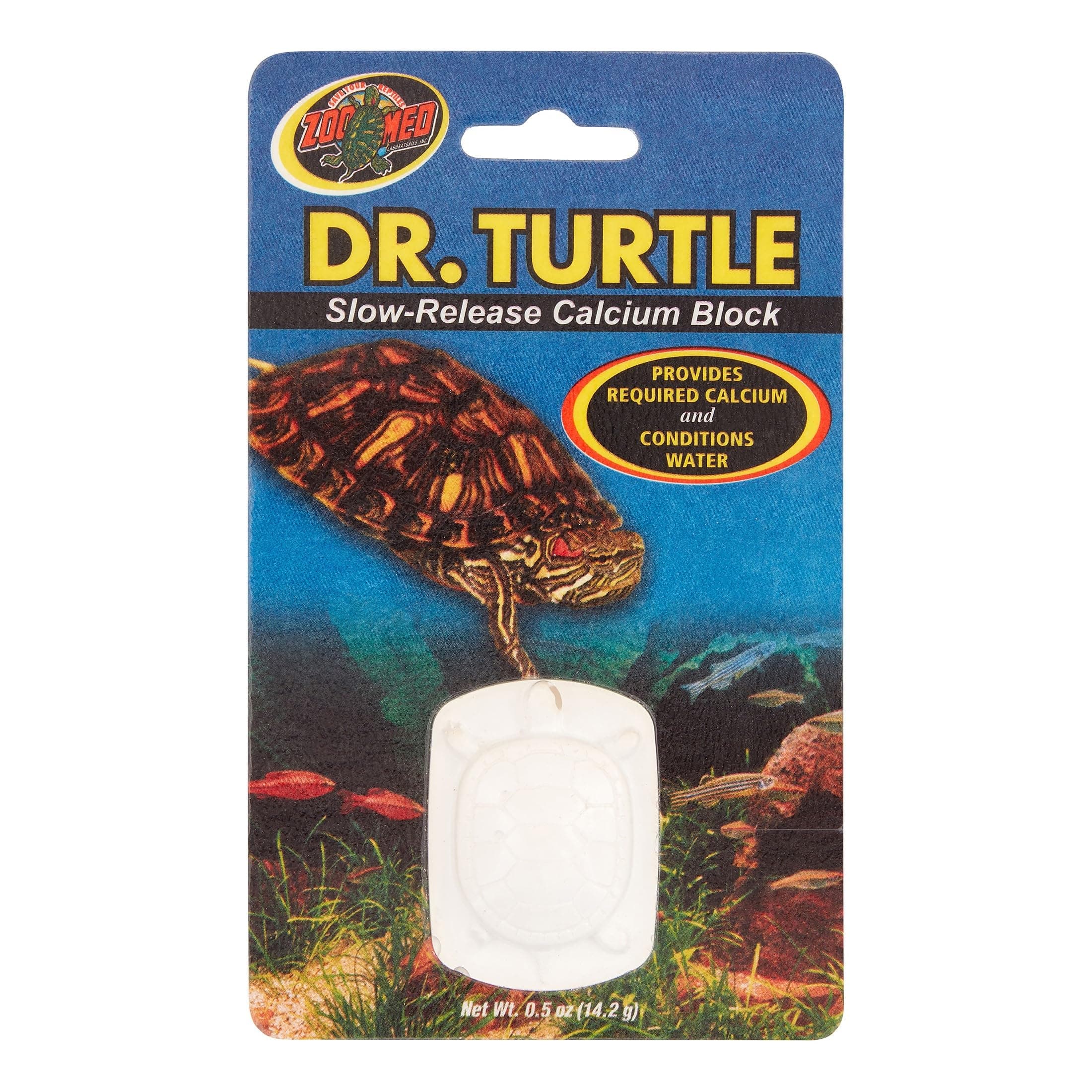 Zoo Med Dr. Turtle Slow-Release Calcium Block for Turtle Care, Aquarium Water Treatment, 0.02 Pounds