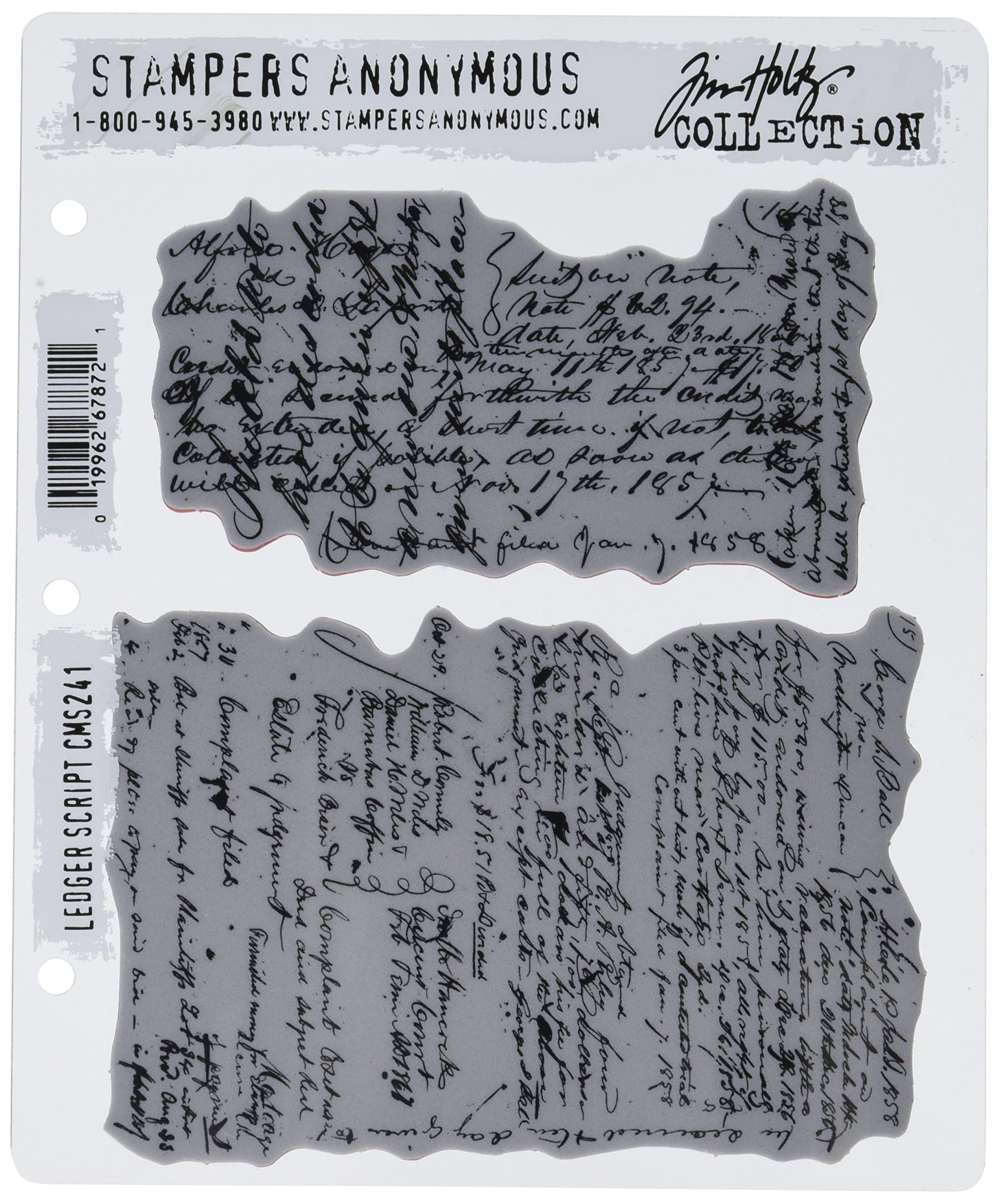 Art Gone Wild Ledger Script Cling Stamp Set, Grey,7" by 8.5"