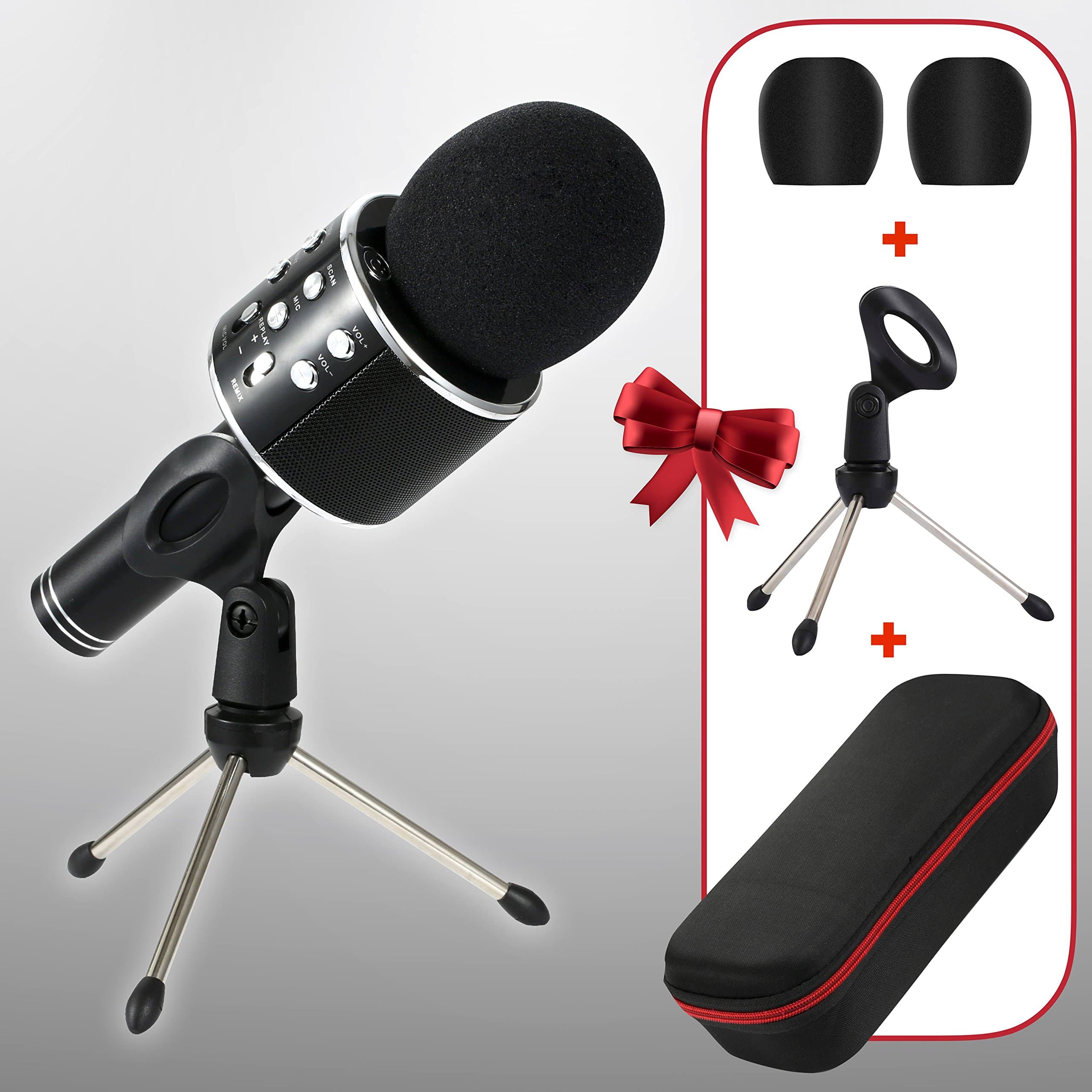 Belso Wireless Bluetooth Handheld Karaoke Microphone with Speaker for iPhone, iPad, Android Smartphones and Tablets - Built-In Speakers and Improved Sound (Black)bluetooth Karaoke Microphone For Kids