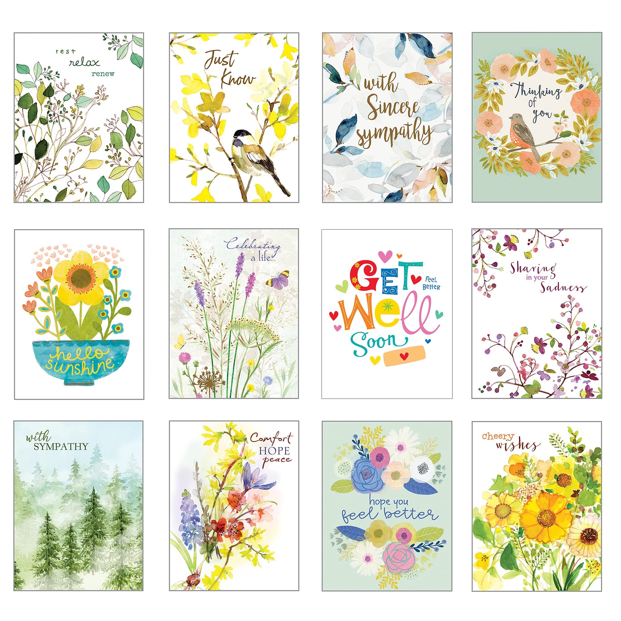 Pack of 12 Assorted “Caring Greeting Cards