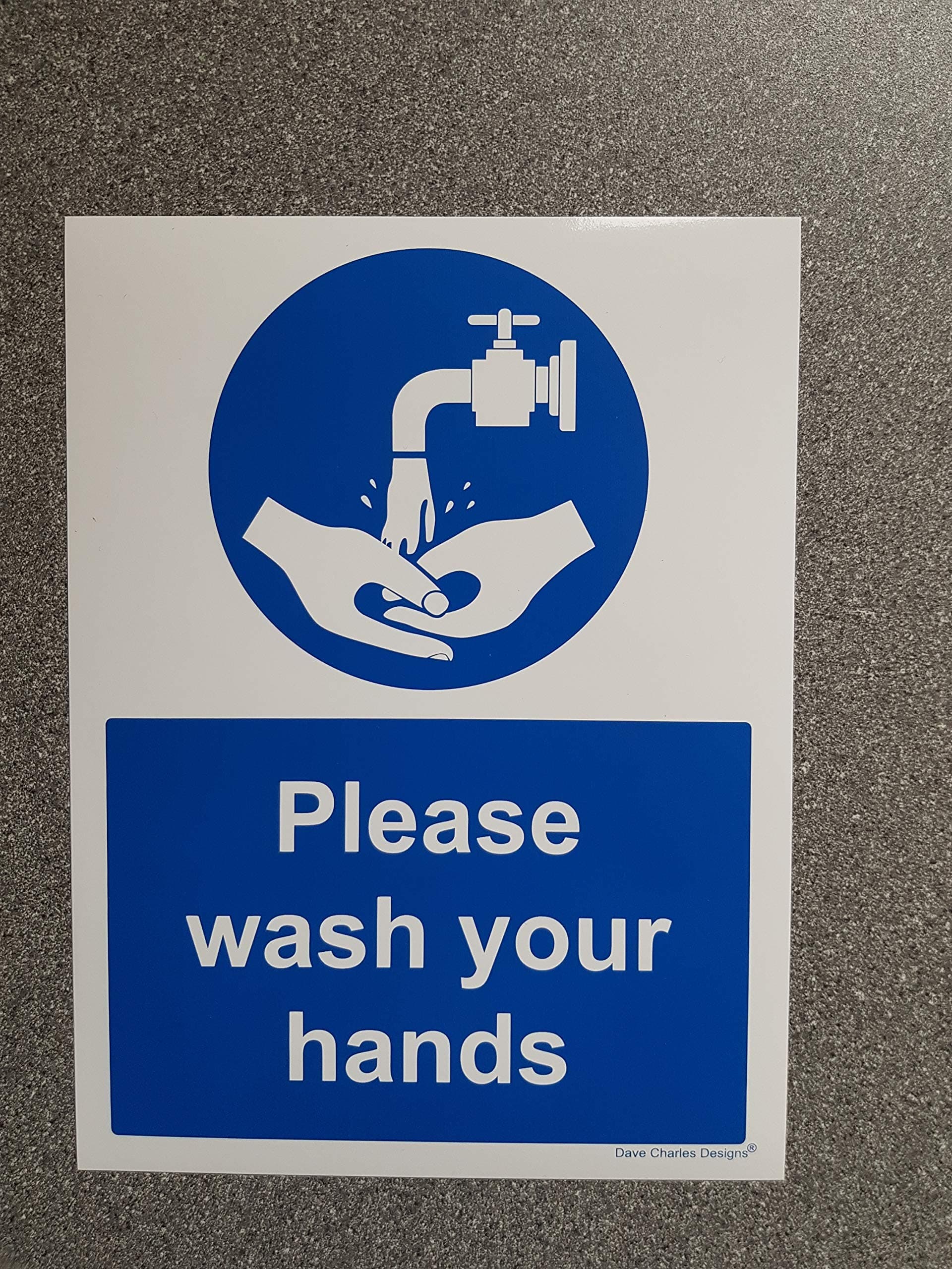 Please Wash your Hands Sign A5 150mm x 200mm - Self Adhesive Vinyl Sticker The clearest Wash your hands Safety Sign. Health and safety signs