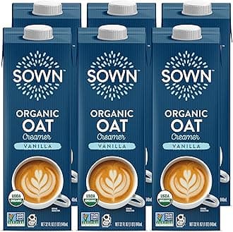 Organic Oat Creamer Vanilla - Barista Oat Milk Non Dairy Coffee Creamer - Plant Based, Dairy-Free, Vegan, Gluten-Free, Non-GMO, Shelf Stable - 32oz (Pack of 6)