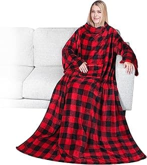 PAVILIA Wearable Blanket with Sleeves for Adult Women Men, Cozy Fleece Warm Wrap Throw with Arms, Gifts for Christmas, Wife