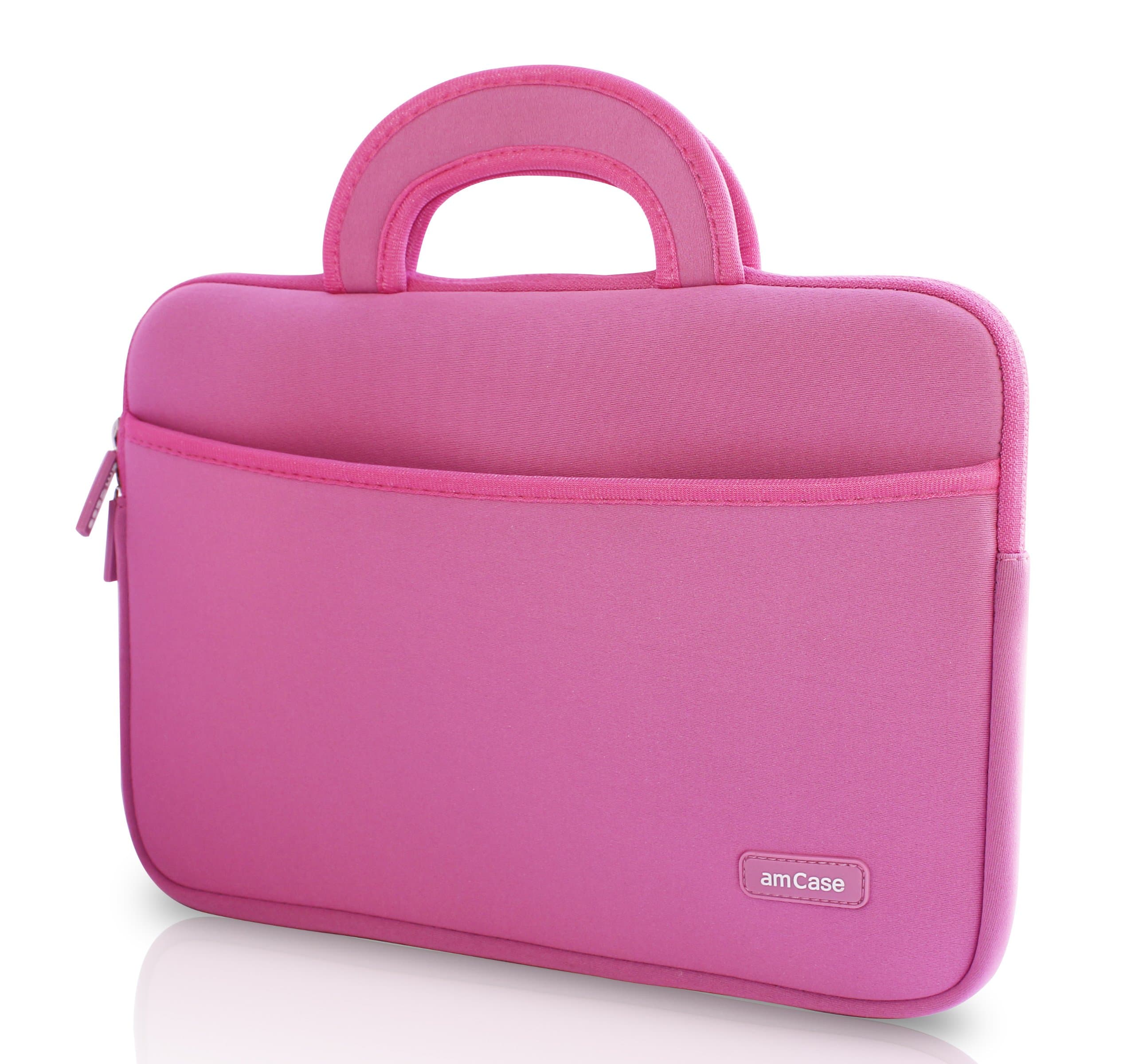 amCase Protective Neoprene Cushion Sleeve Case with Handle (Pink) for 11.6 inch Samsung Chromebook/Netbook/HP Chromebook 11 / ASUS C710 / Lenovo THINKPAD Helix/Apple MacBook Air