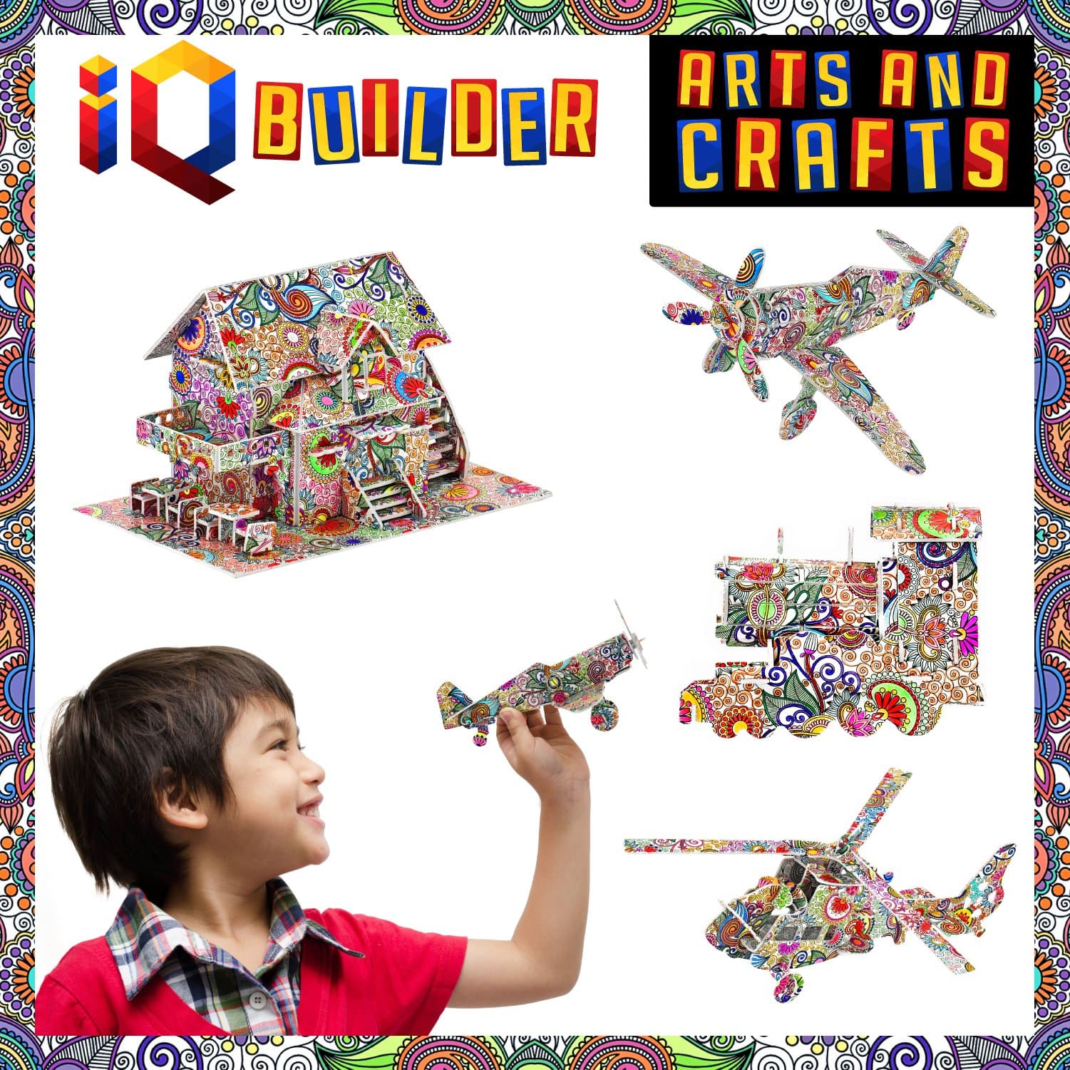 IQ BUILDER | Fun Creative DIY Arts and Crafts KIT | Best Toy Gift for Girls and Boys Age 8 9 10 11 12 Year Old | Educational Art Building Painting Coloring 3D Puzzle Project Set for Kids and Adults