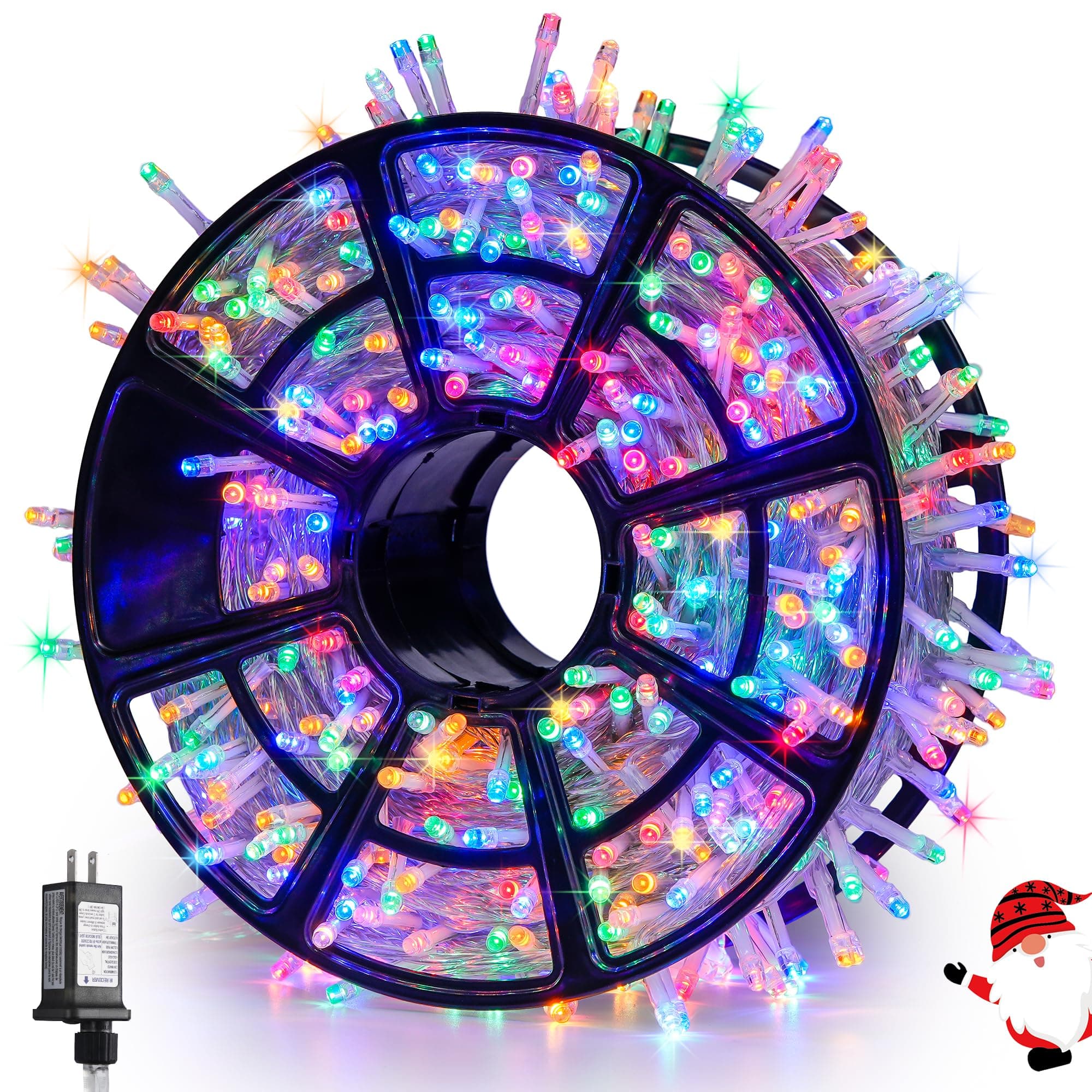 JMEXSUSS 168FT 600 LED Christmas Decor String Lights - 8 Modes Multicolor Christmas Lights Outdoor/Indoor Waterproof Plug-in Party Holiday Xmas Decorationsons