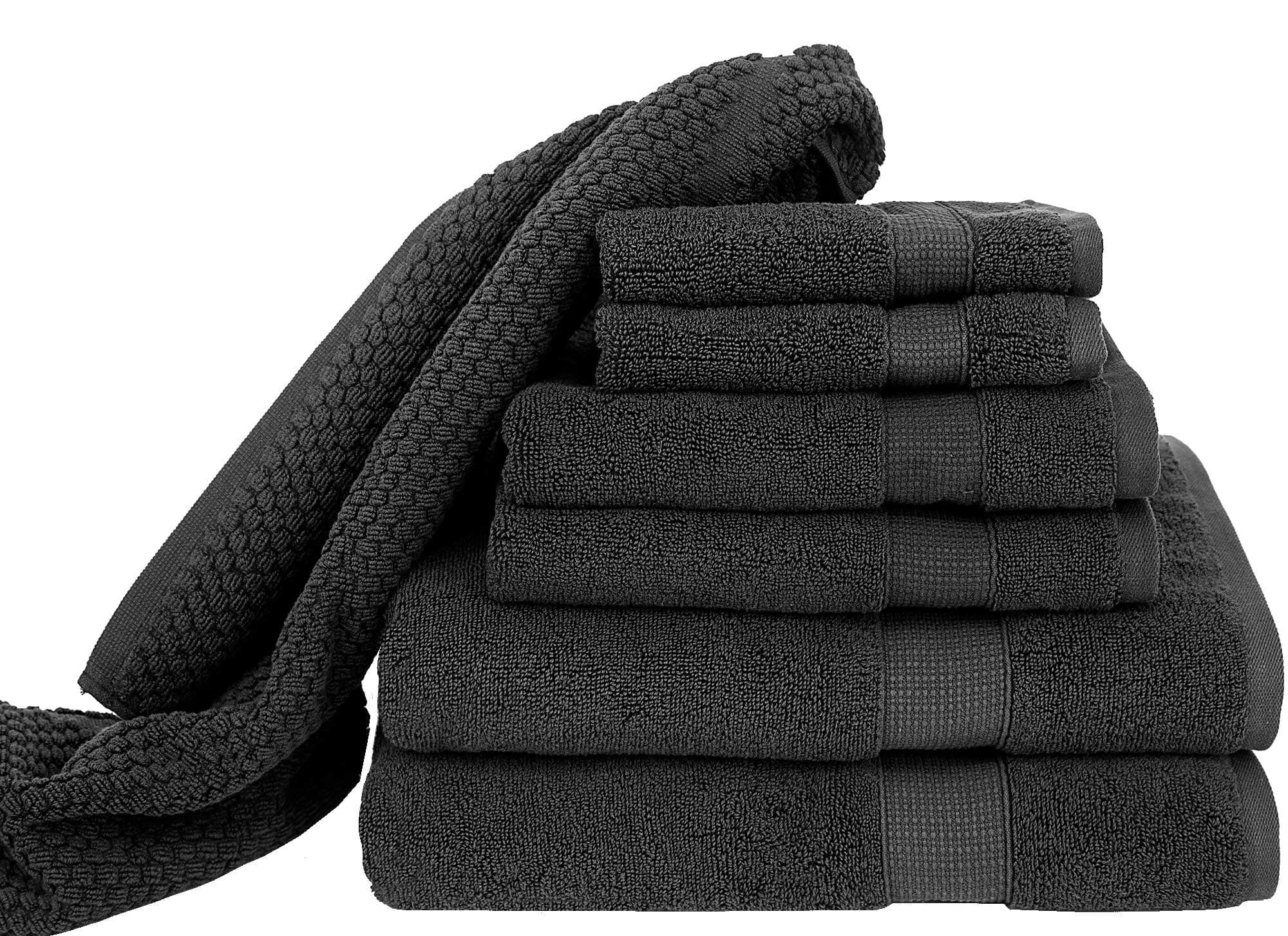 Blake Deluxe 7 Piece Bath Towel and Bath Mat Set - Densely Woven Premium Ultra Soft, High Absorbency Combed Cotton - Luxury Spa Bath Towels - 700 GSM (Dark Grey)