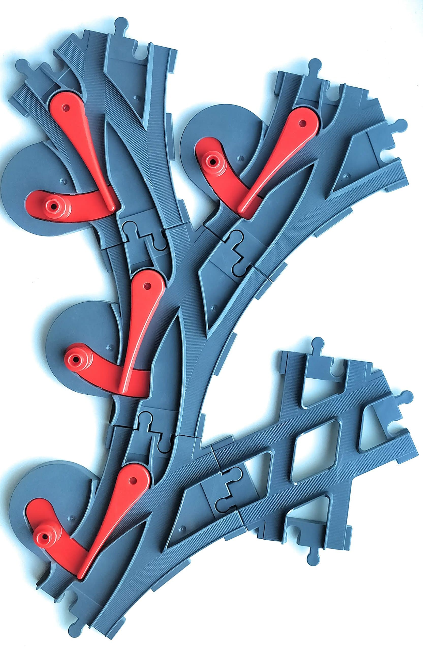 Aliris 4 Switch Points - 1 Rail Cross - Dark Grey - Compatible with Leading Brand Train Tracks Building Bricks