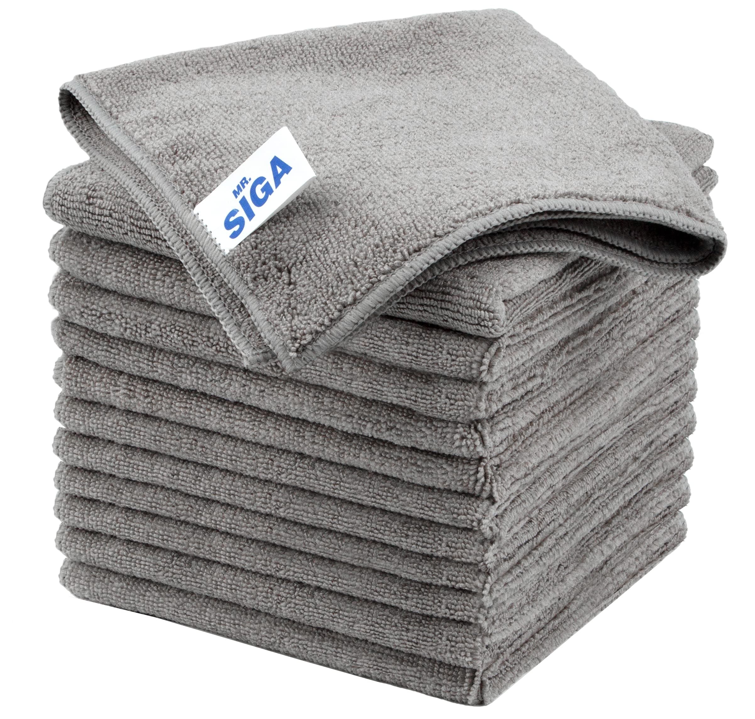 Microfiber Cleaning Cloth, All-Purpose Microfiber Towels, Streak Free Cleaning Rags, Pack of 12, Grey, Size 32 x 32 cm(12.6 x 12.6 inch)